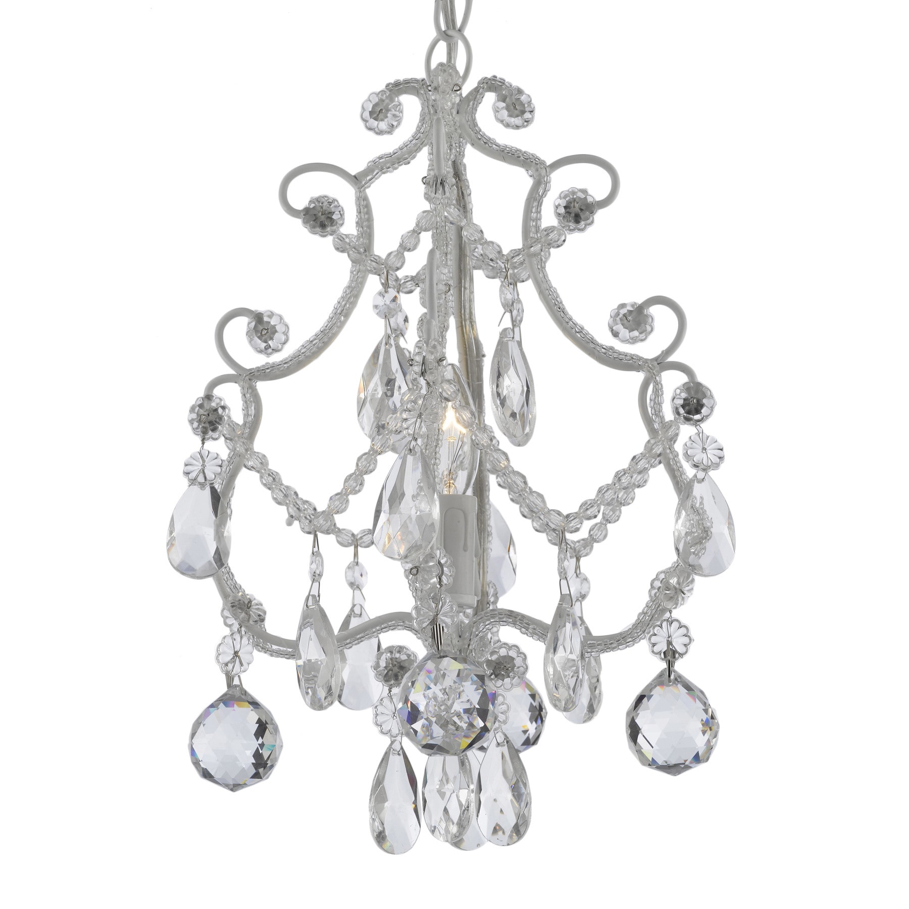 Wrought Iron And Crystal 1 Light White Chandelier Pendant Wrought Iron And Crystal 1 Light White Chandelier Pendant Free Today Com 10372760