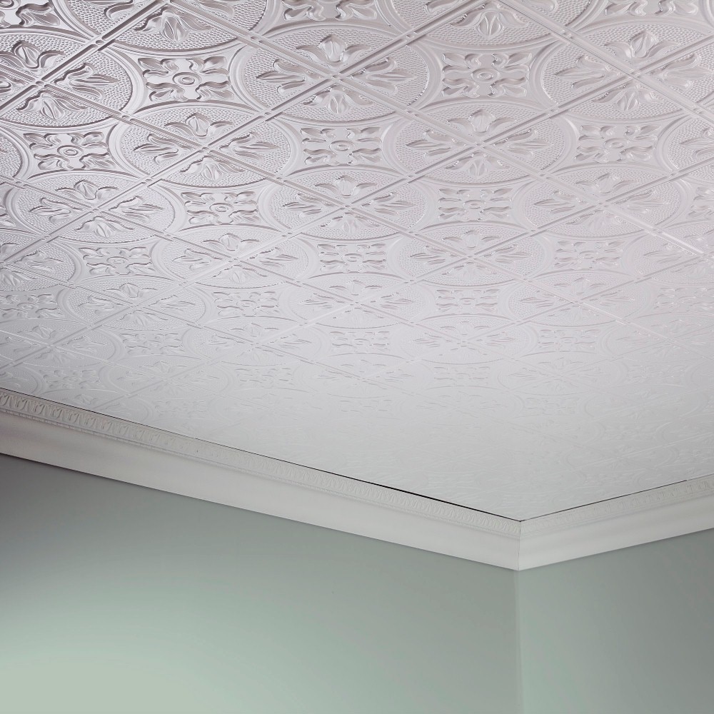 Fasade Traditional Style 2 Gloss White Ft X 4 Glue Up Fasade Traditional Style 2 Gloss White Ft X 4 Glue Up Ceiling Tile