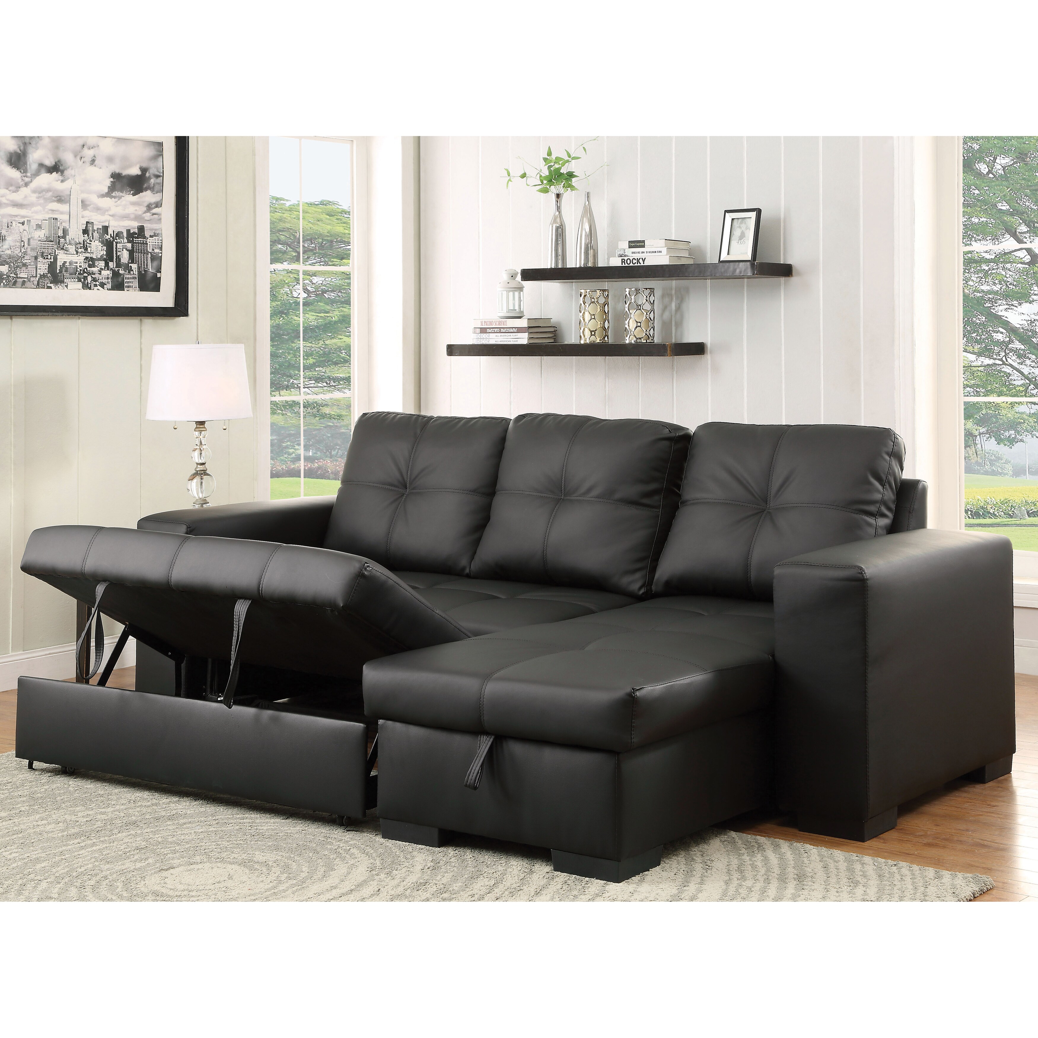 Furniture Of America Sagel Reversible Sectional With Pull Out Furniture Of America Sagel Reversible Sectional With Pull Out Sleeper On Free Shipping Today 10383176