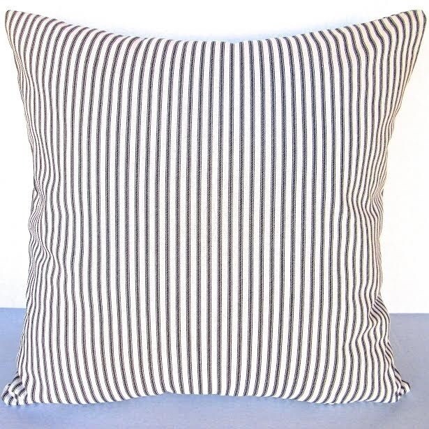 Pillows Indoor 20 Inch French Ticking Stripe In Black Pillows Indoor 20 Inch French Ticking Stripe In Black Or Green Cottage Beach House Decor Accent Throw Pillow Free Shipping Today