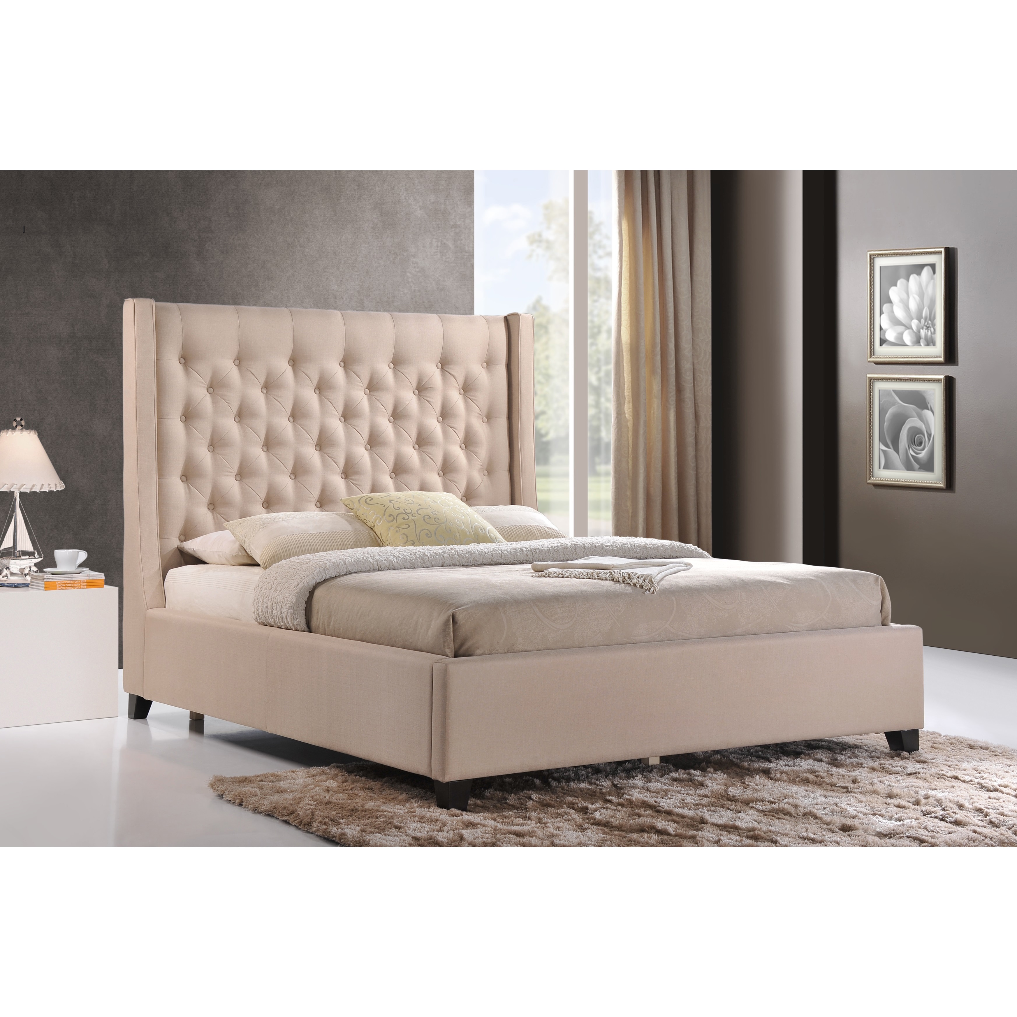 Luxeo Huntington King Size Tufted Upholstered Bed In Sand Color Luxeo Huntington King Size Tufted Upholstered Bed In Sand Color