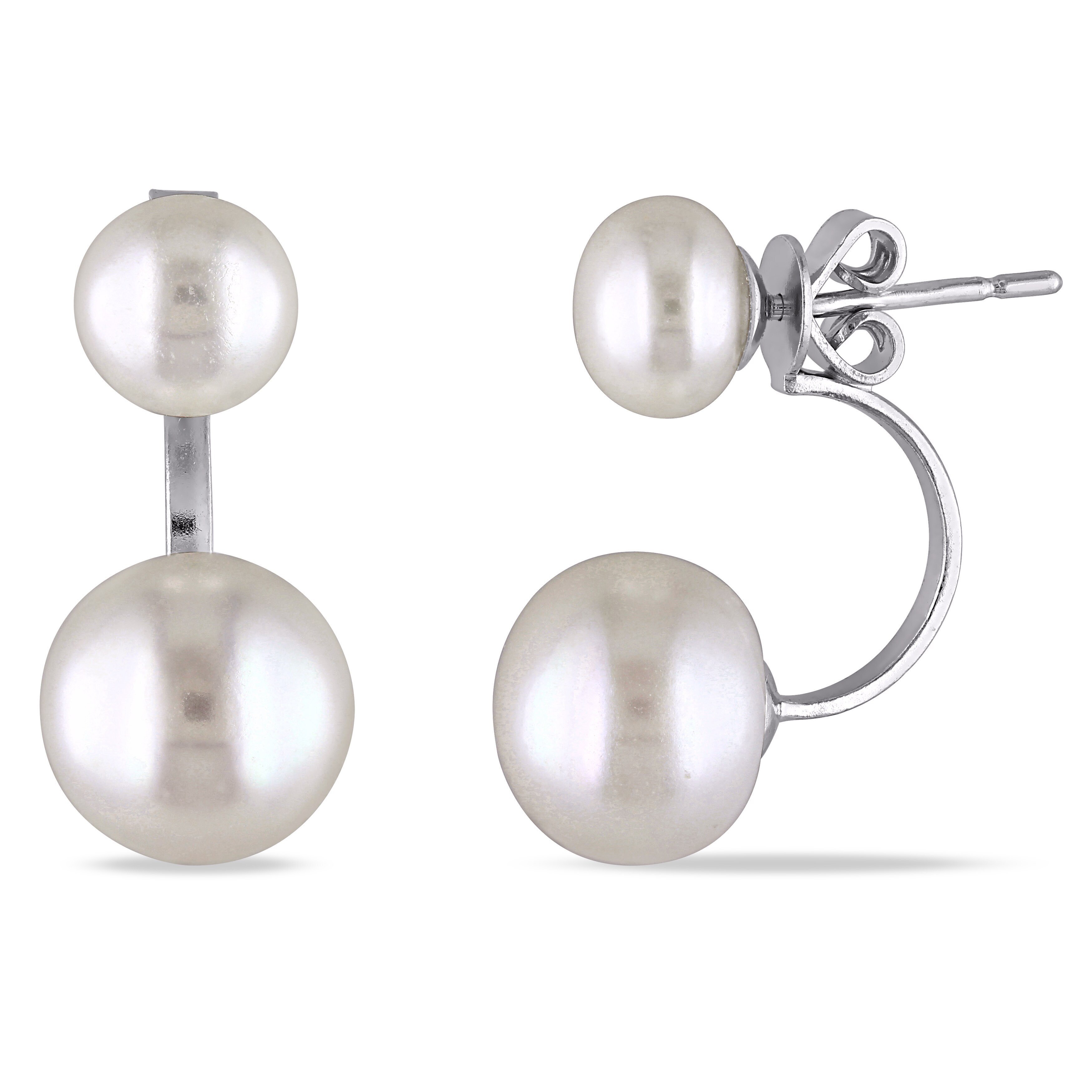Miadora Sterling Silver Freshwater White Pearl Dangle Earrings Miadora Sterling Silver Freshwater White Pearl Dangle Earrings