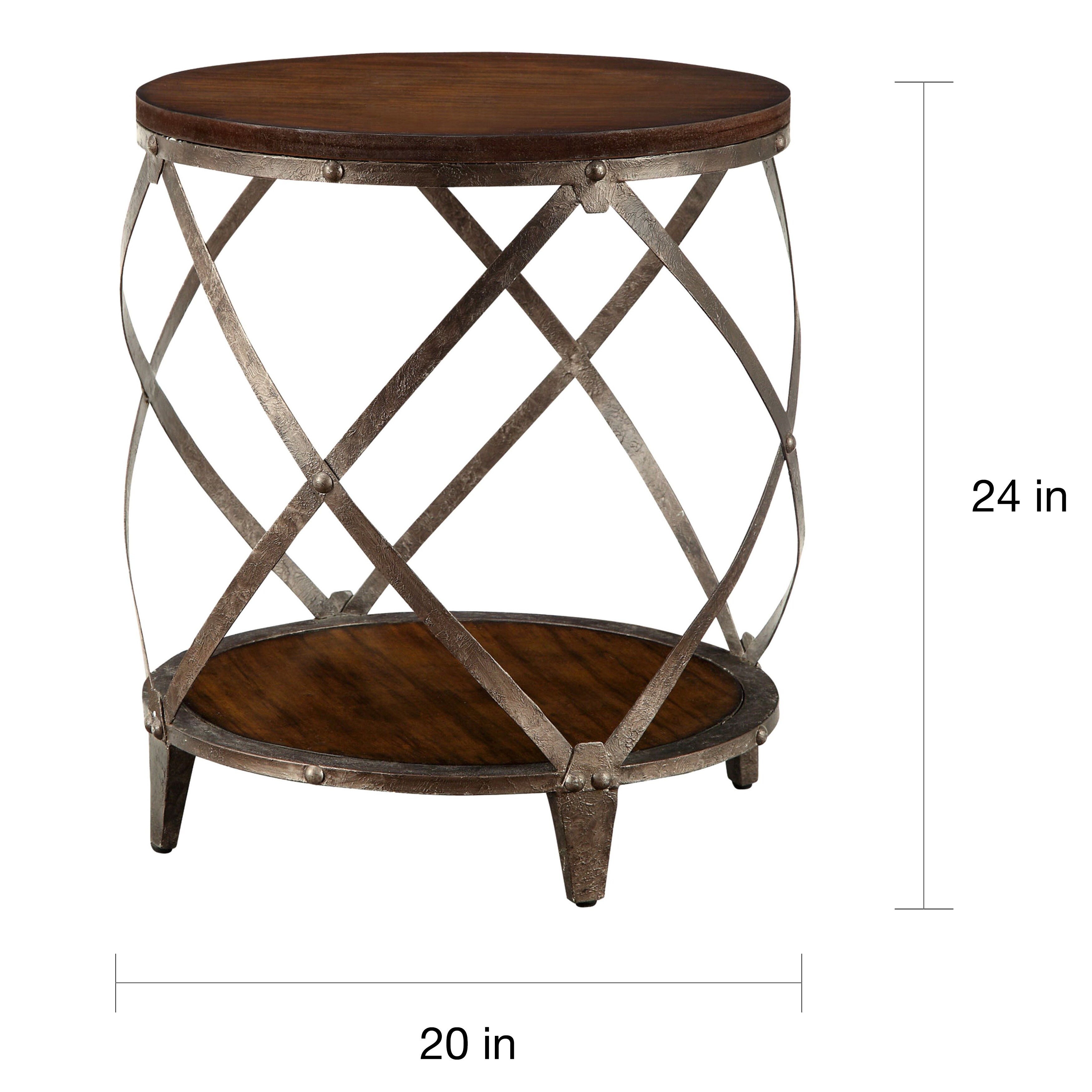 Magnison Distressed Wood Metal Drum Shape Accent Table Free Magnison Distressed Wood Metal Drum Shape Accent Table Free Shipping Today 10436088