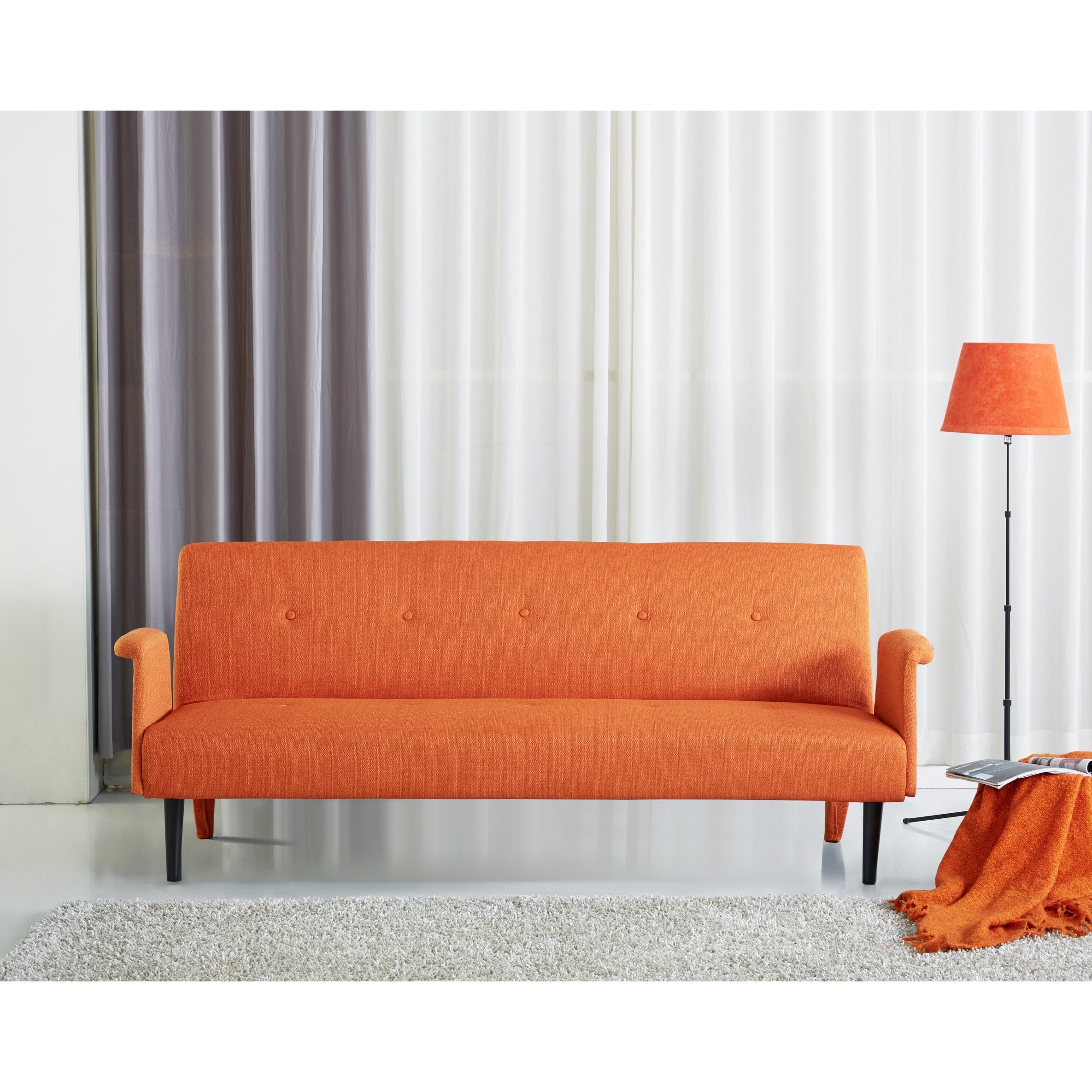 Sitswell Naomi Orange Futon Sofa Sleeper Bed On Free Sitswell Naomi Orange Futon Sofa Sleeper Bed On Free Shipping Today 10455769