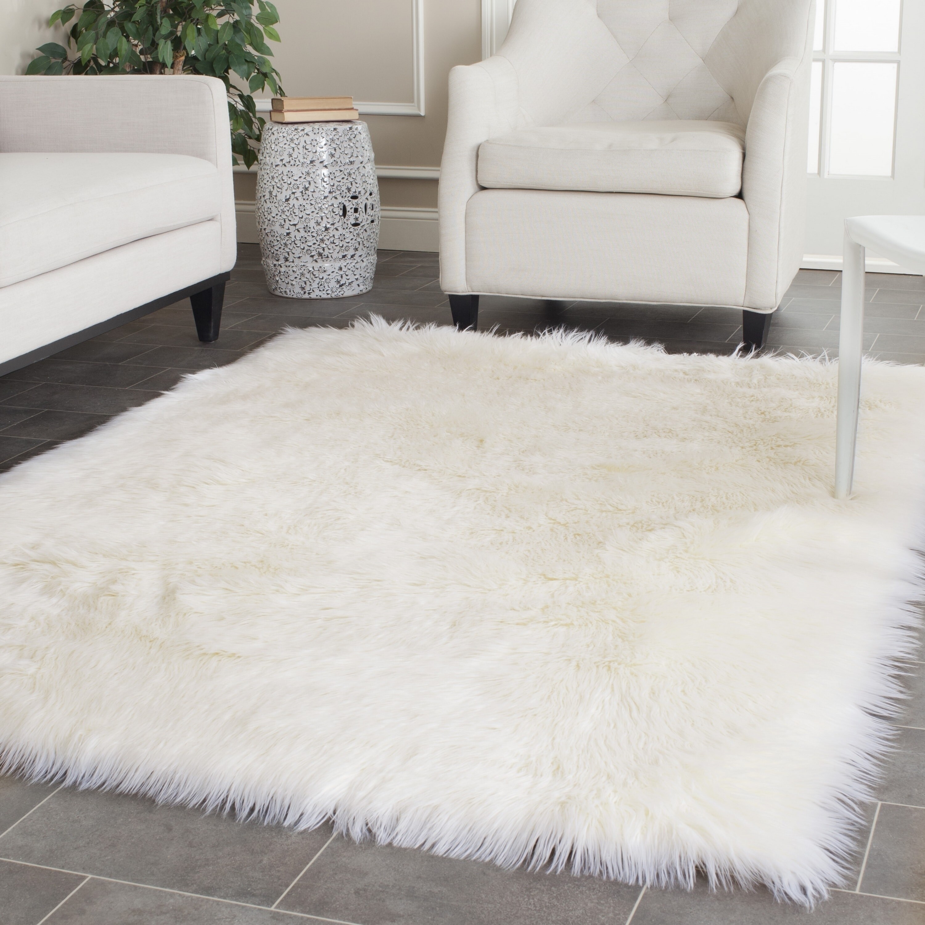 Shop Safavieh Faux Sheepskin Ivory Japanese Acrylic Rug 5 X 8