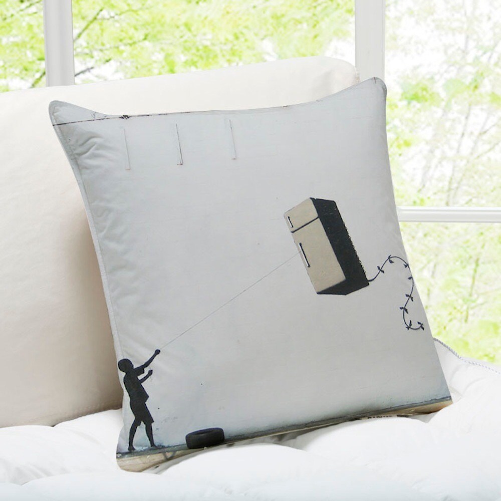 Banksy Art Fridge Kite New Orleans Throw Pillow Free Shipping On Banksy Art Fridge Kite New Orleans Throw Pillow Free Shipping On Orders Over 45 17559486