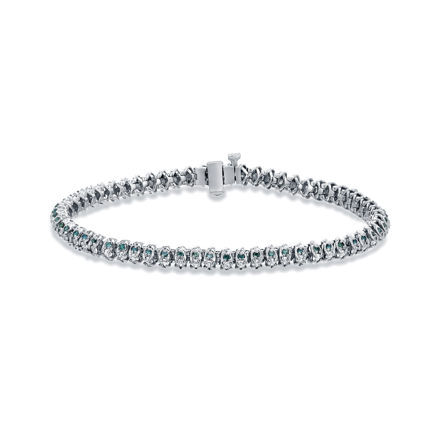 Auriya 14k White Gold 3ct Tdw Round Blue And Diamond Bracelet Auriya 14k White Gold 3ct Tdw Round Blue And Diamond Bracelet
