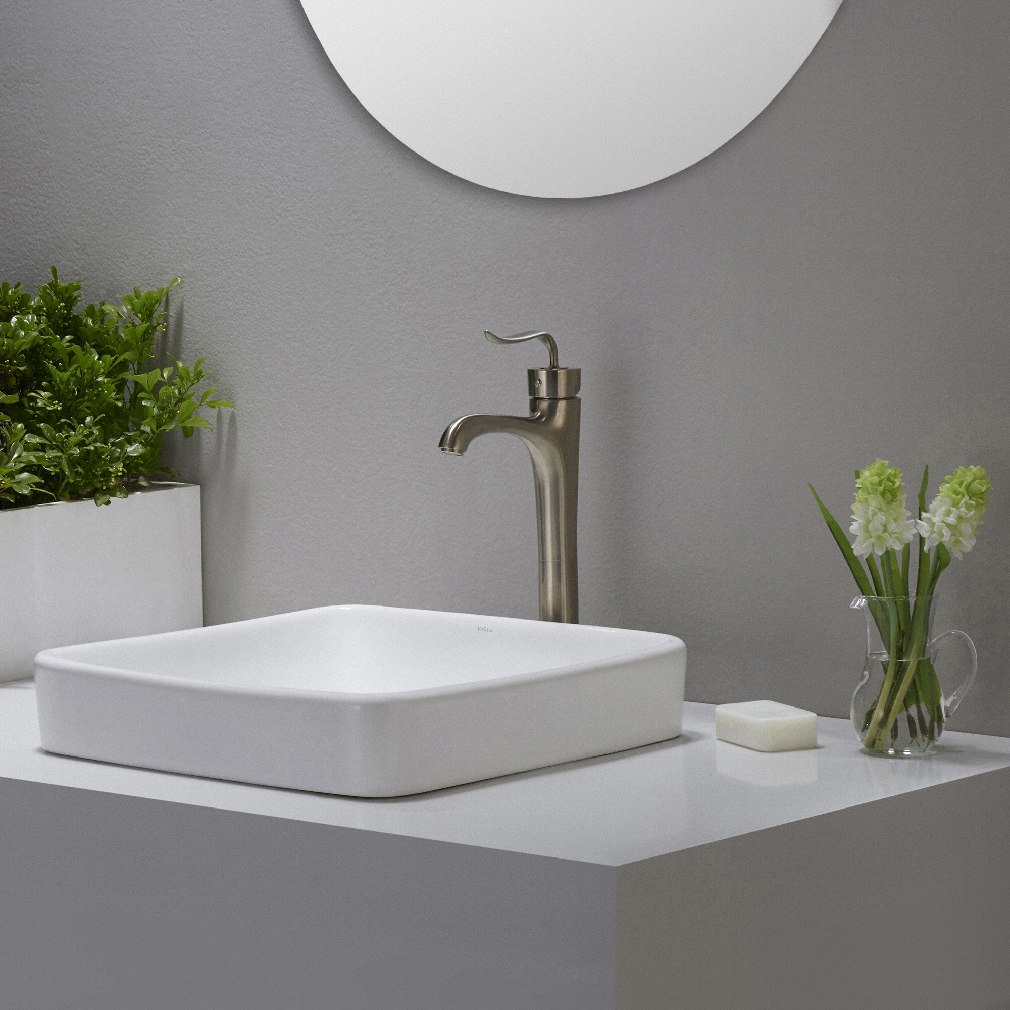 Kraus Elavo Series Square Ceramic Semi Recessed Bathroom Sink Kraus Elavo Series Square Ceramic Semi Recessed Bathroom Sink On Free Shipping Today 10482046