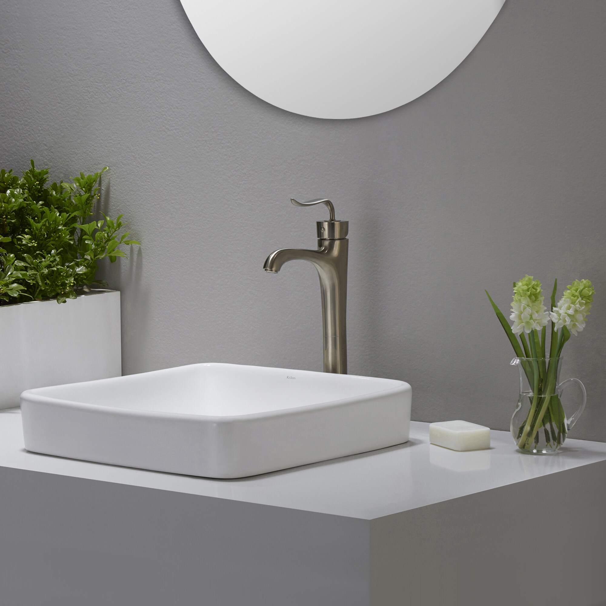 Shop KRAUS Elavo Series Square Ceramic Semi-Recessed Bathroom Sink - On Sale - Free Shipping Today - Overstock.com - 10482046