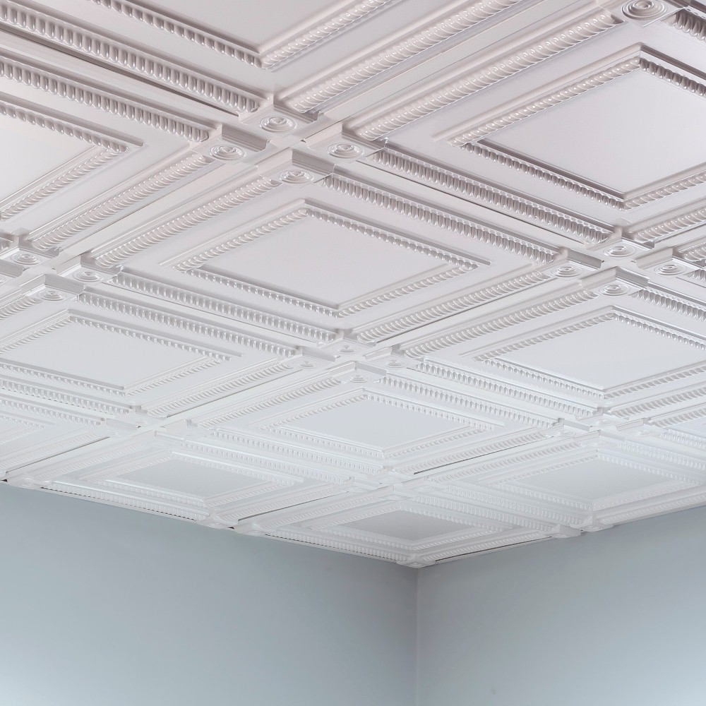 Fasade Coffer Matte White 2 Foot Square Lay In Ceiling Tile Fasade Coffer Matte White 2 Foot Square Lay In Ceiling Tile