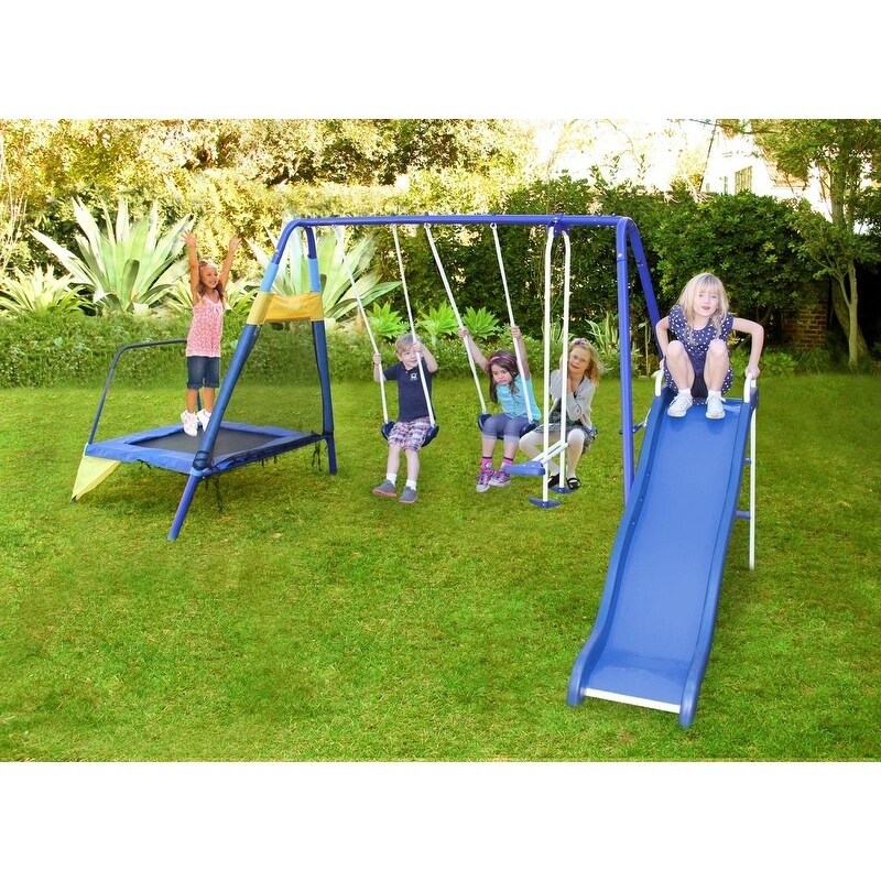 Sportspower Almansor Metal Slide And Swing Set With Trampoline