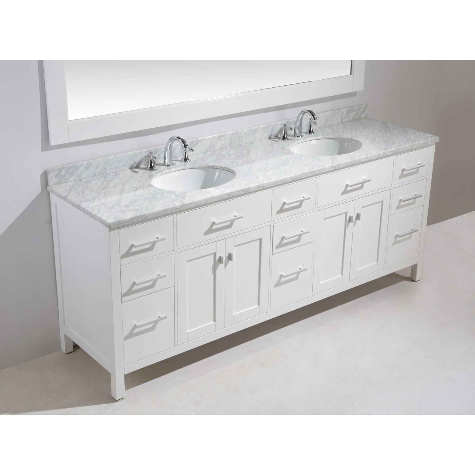 Design Element London 84-inch Double Sink Vanity Set in White Finish ... Design Element London 84-inch Double Sink Vanity Set in White Finish ...