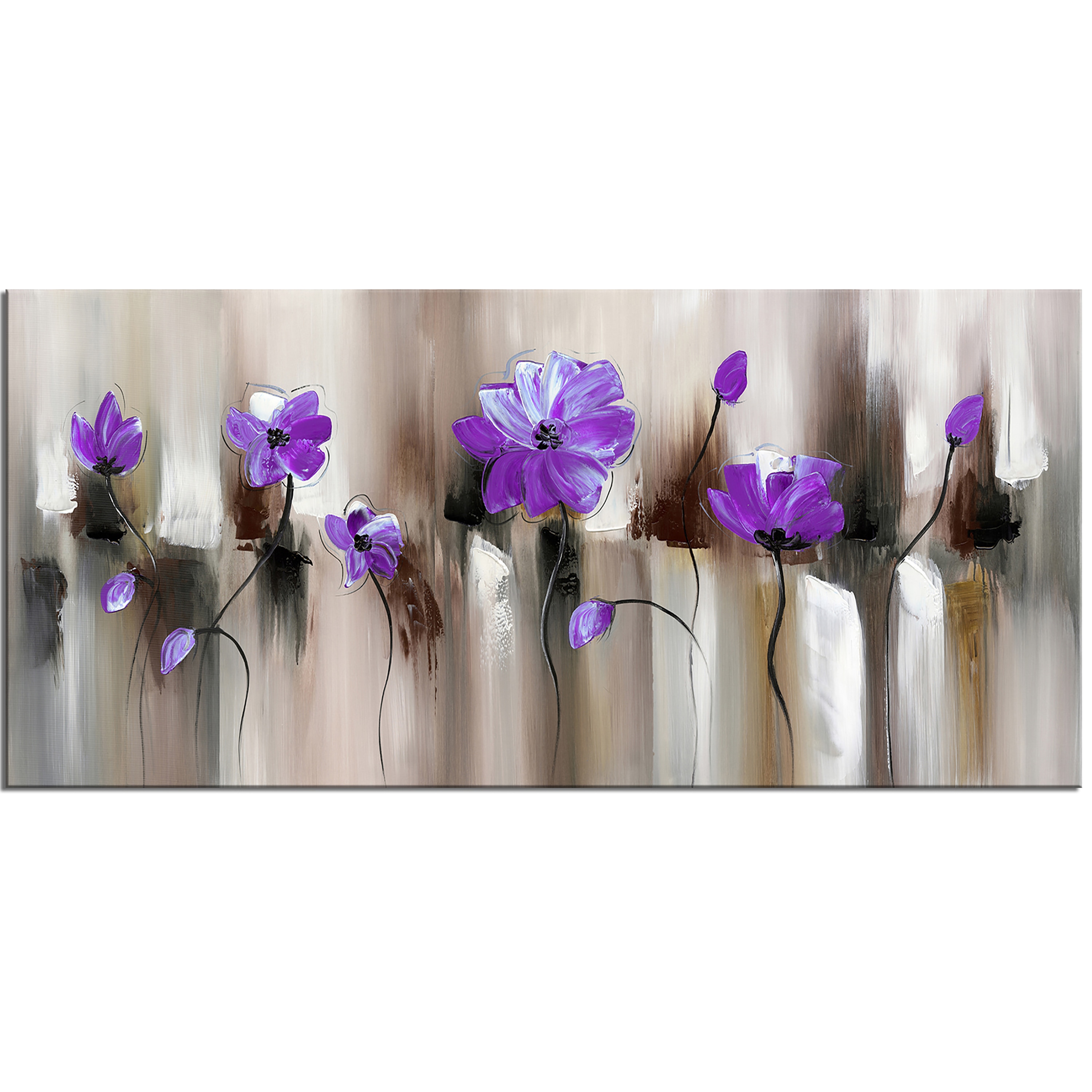 Design Art Blue Modern Flower Purple Canvas Print 32x16 Design Art Blue Modern Flower Purple Canvas Print 32x16 Inches 32 In Wide X 16 High 1 Panel On Free Shipping Today