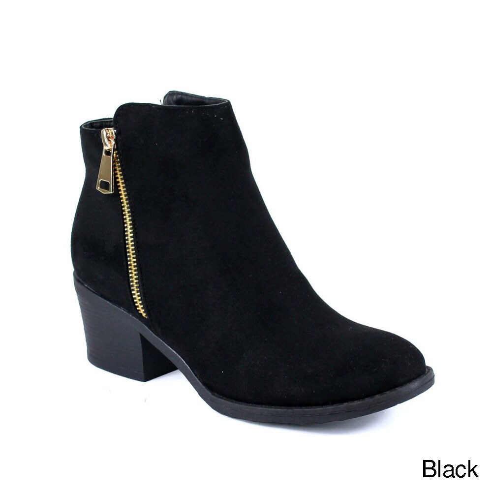 Women's Dressy Pendant Chunky Side Zipper Faux Suede Ankle Booties Medium Heels Women's Dressy Pendant Chunky Side Zipper Faux Suede Ankle Booties Medium Heels