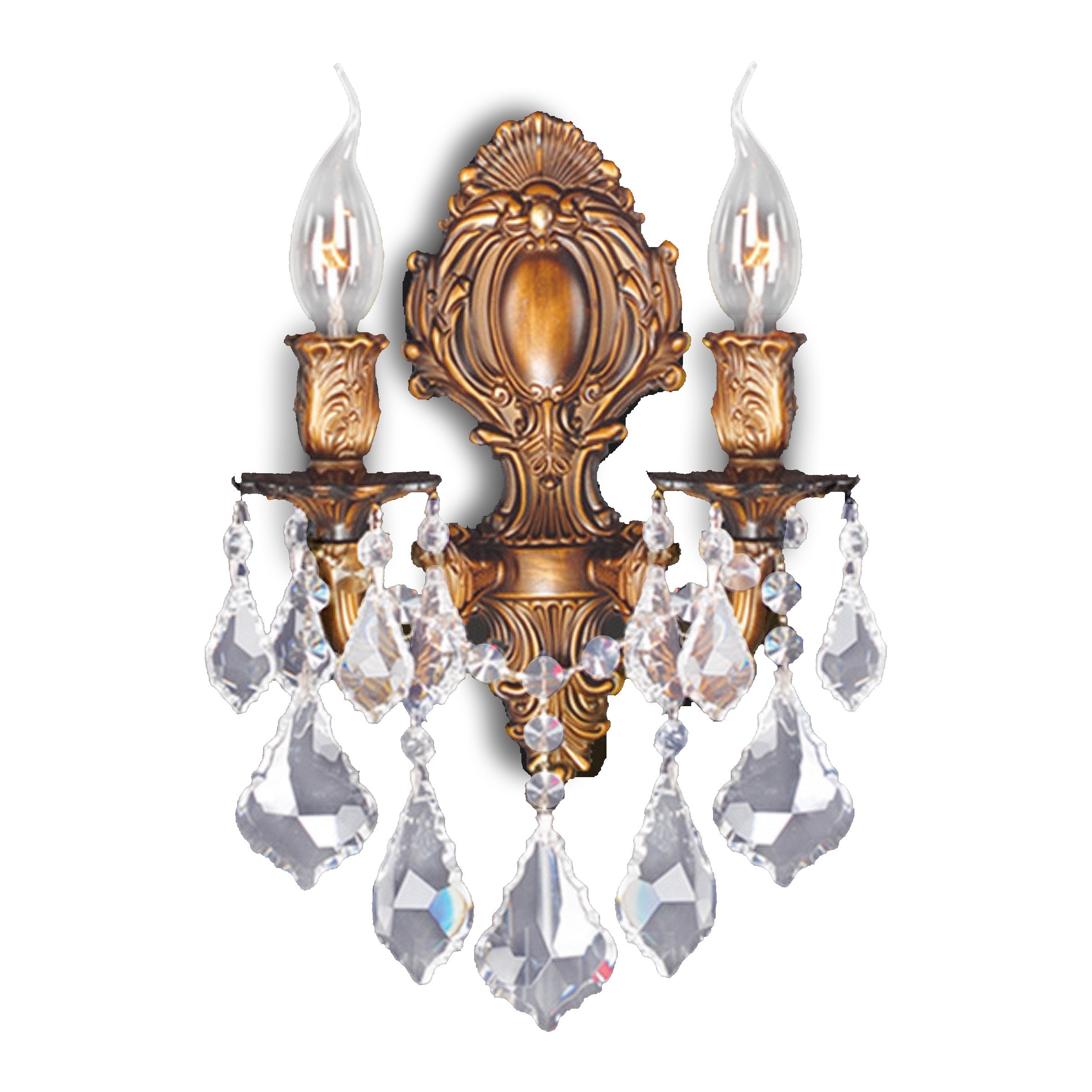 French Royal 2 Light Arm Gold Finish Crystal Candle Wall French Royal 2 Light Arm Gold Finish Crystal Candle Wall Sconce On Free Shipping Today 10533258
