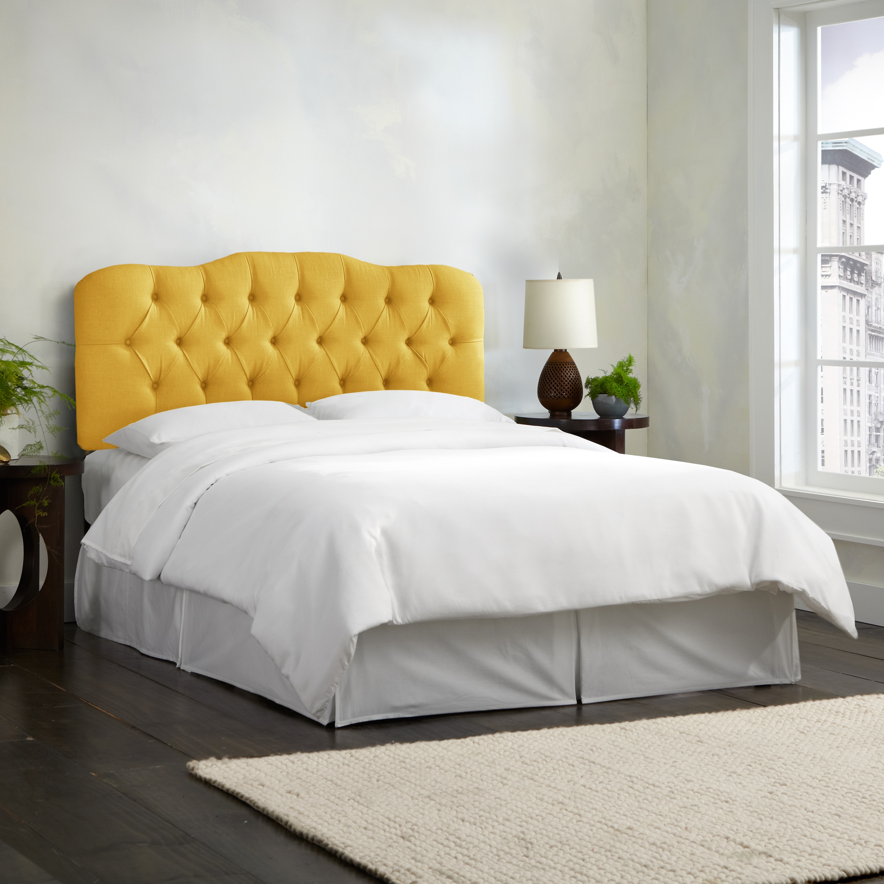 Skyline Furniture Linen French Yellow Tufted Headboard   Free 