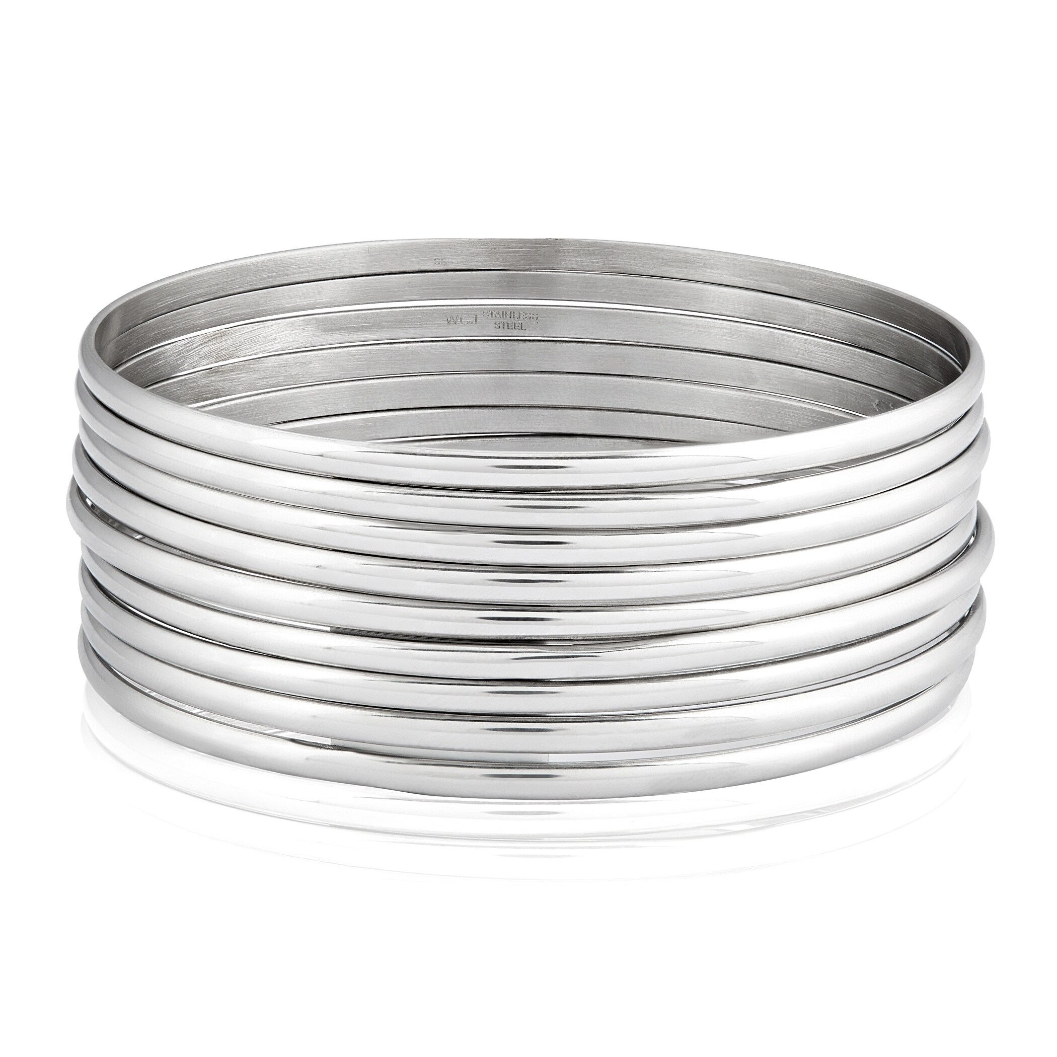 Women S Stainless Steel 9 Piece Stackable Bangle Bracelets On Women S Stainless Steel 9 Piece Stackable Bangle Bracelets On Free Shipping Orders Over 45 10569847