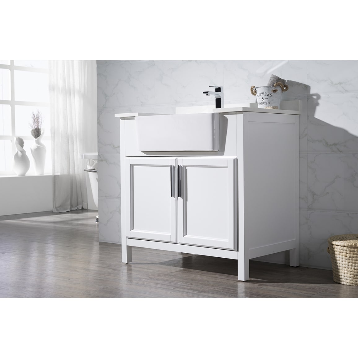 Shop Stufurhome Tyron White 36 Inch Farmhouse Apron Single Sink
