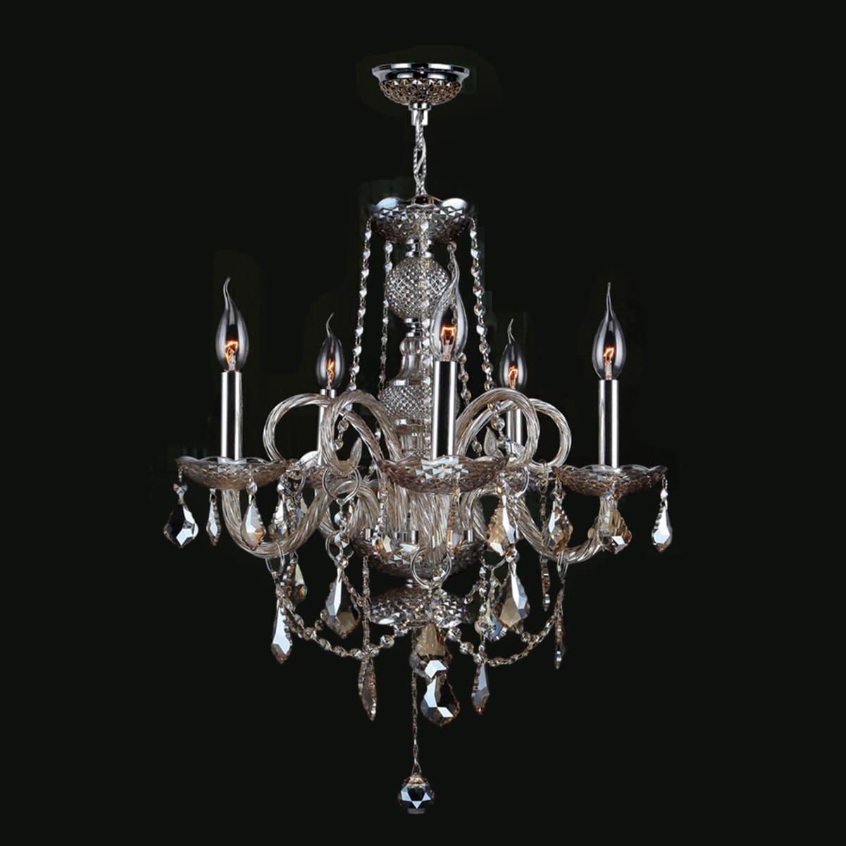 Venetian Collection 5 Light Chrome Finish And Golden Teak Venetian Collection 5 Light Chrome Finish And Golden Teak Crystal 20 X 22 Inch Chandelier On Free Today Com 10591690