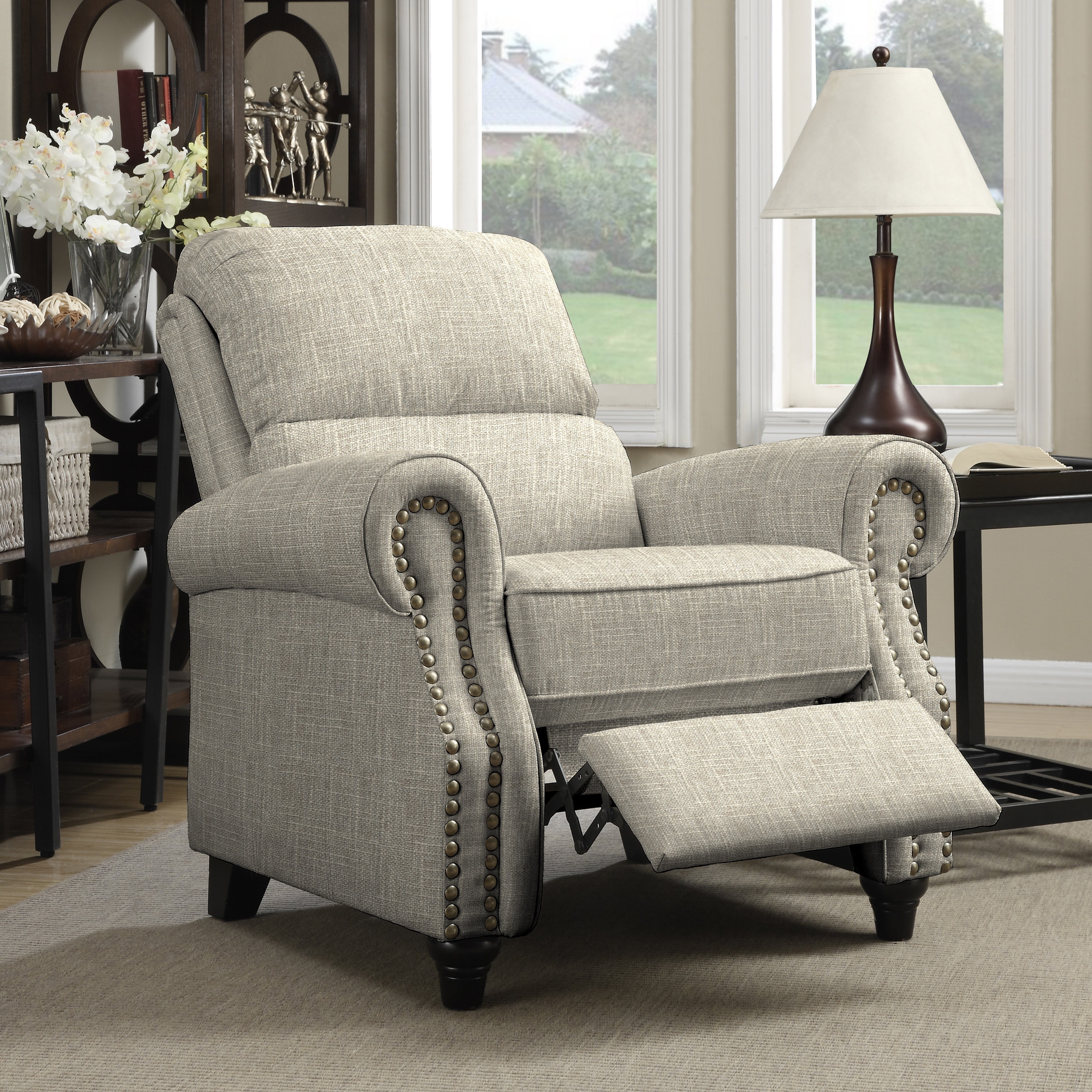 Shop Clay Alder Home Antioch Tan Linen Push Back Recliner Chair On