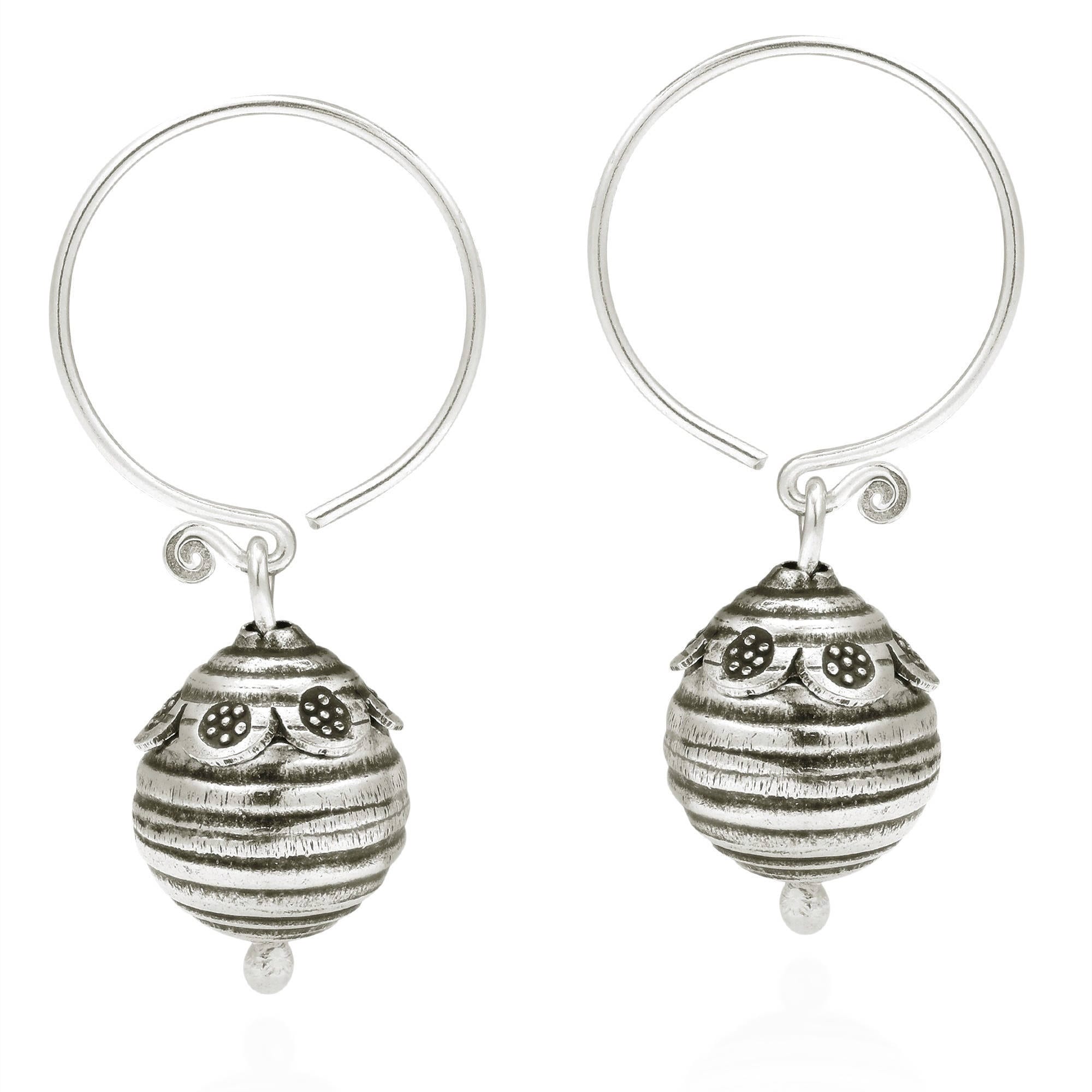 Handmade Flower Trimmed Bee Hive Karen Hill Tribe Silver Handmade Flower Trimmed Bee Hive Karen Hill Tribe Silver Earrings Thailand On Free Shipping Orders Over 45 10609301