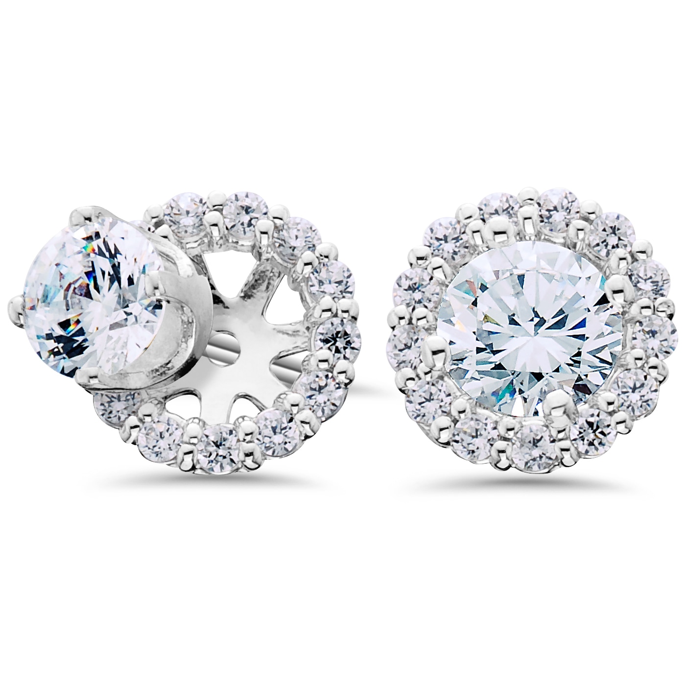 14k White Gold 1 2ct Tdw Halo Diamond Studs And Earring 14k White Gold 1 2ct Tdw Halo Diamond Studs And Earring Jackets On Free Shipping Today 10629784