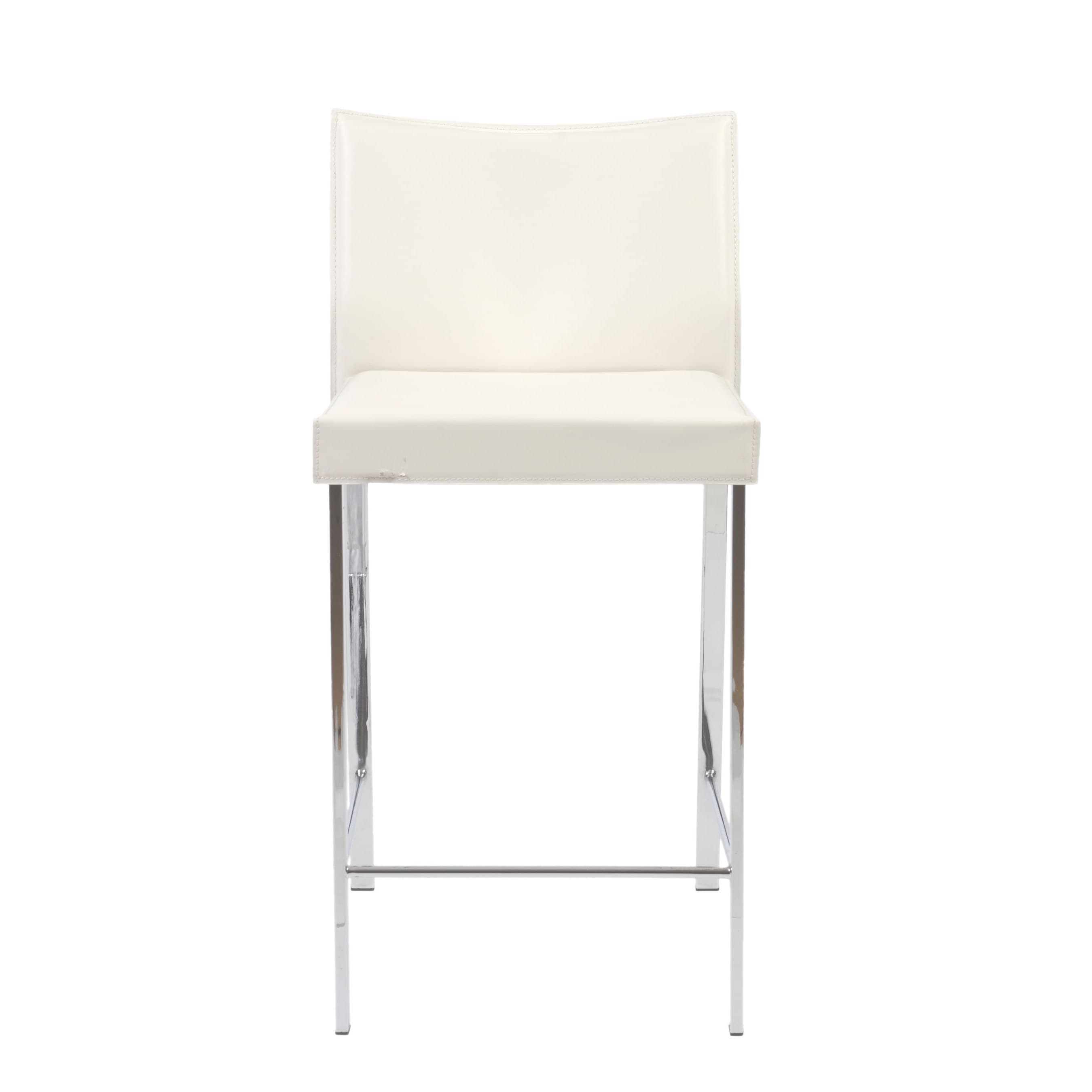 Riley 24 Inch White Leather Chrome Counter Stool Set Of 2 Riley 24 Inch White Leather Chrome Counter Stool Set Of 2 Free Shipping Today 10670326