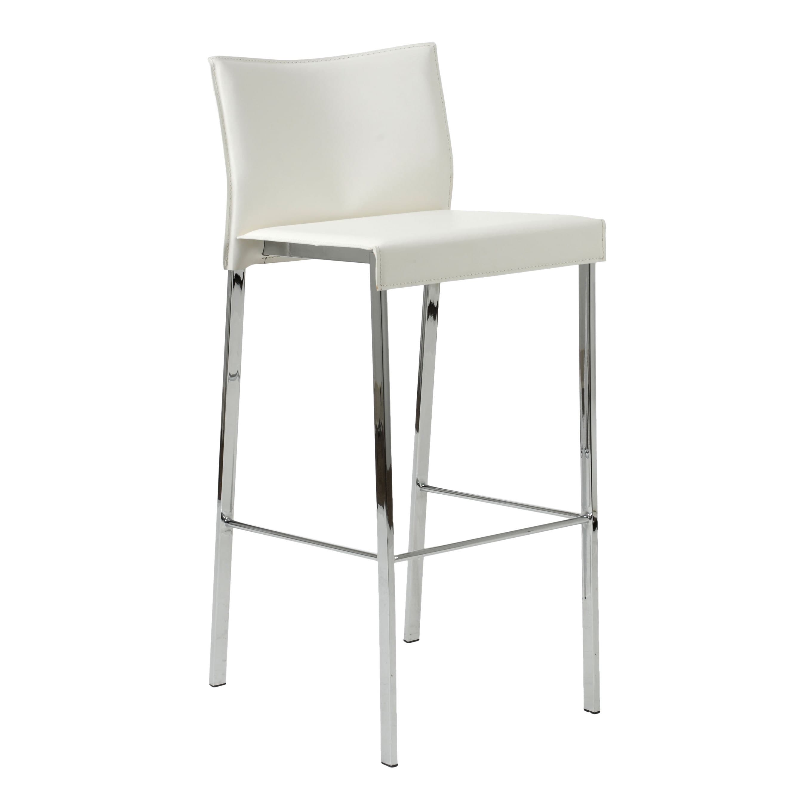 Riley 29 9 Inch White Leather Chrome Bar Stool Set Of 2 Riley 29 9 Inch White Leather Chrome Bar Stool Set Of 2 Free Shipping Today 10670329
