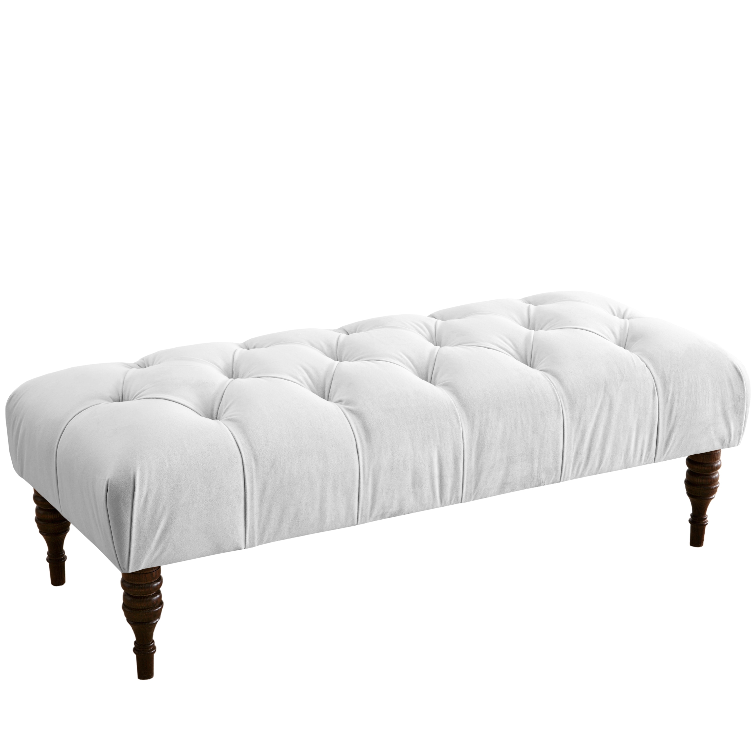 Skyline Furniture Velvet White Tufted Bench Free Shipping Today