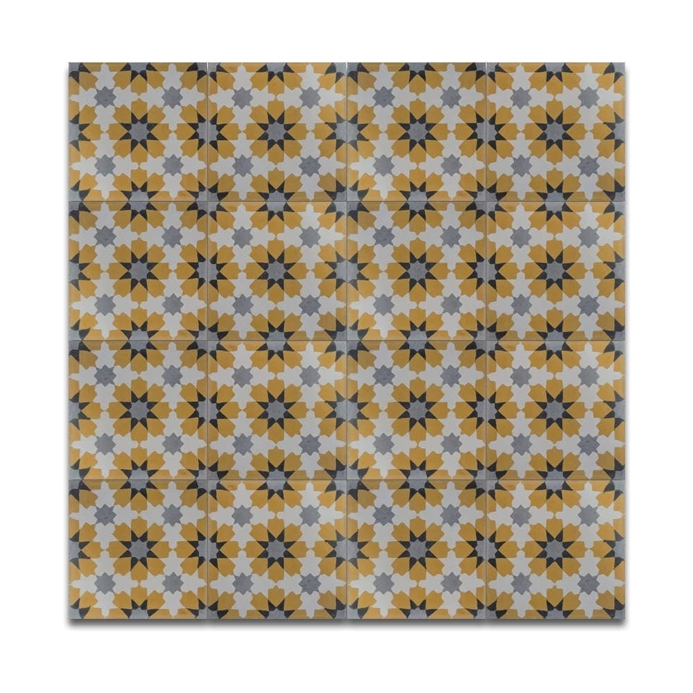 Ahfir Gold And Grey Stars Handmade Moroccan 8 X Inch Cement Ahfir Gold And Grey Stars Handmade Moroccan 8 X Inch Cement Granite Floor Or Wall Tile Case Of 12 Free Shipping Today