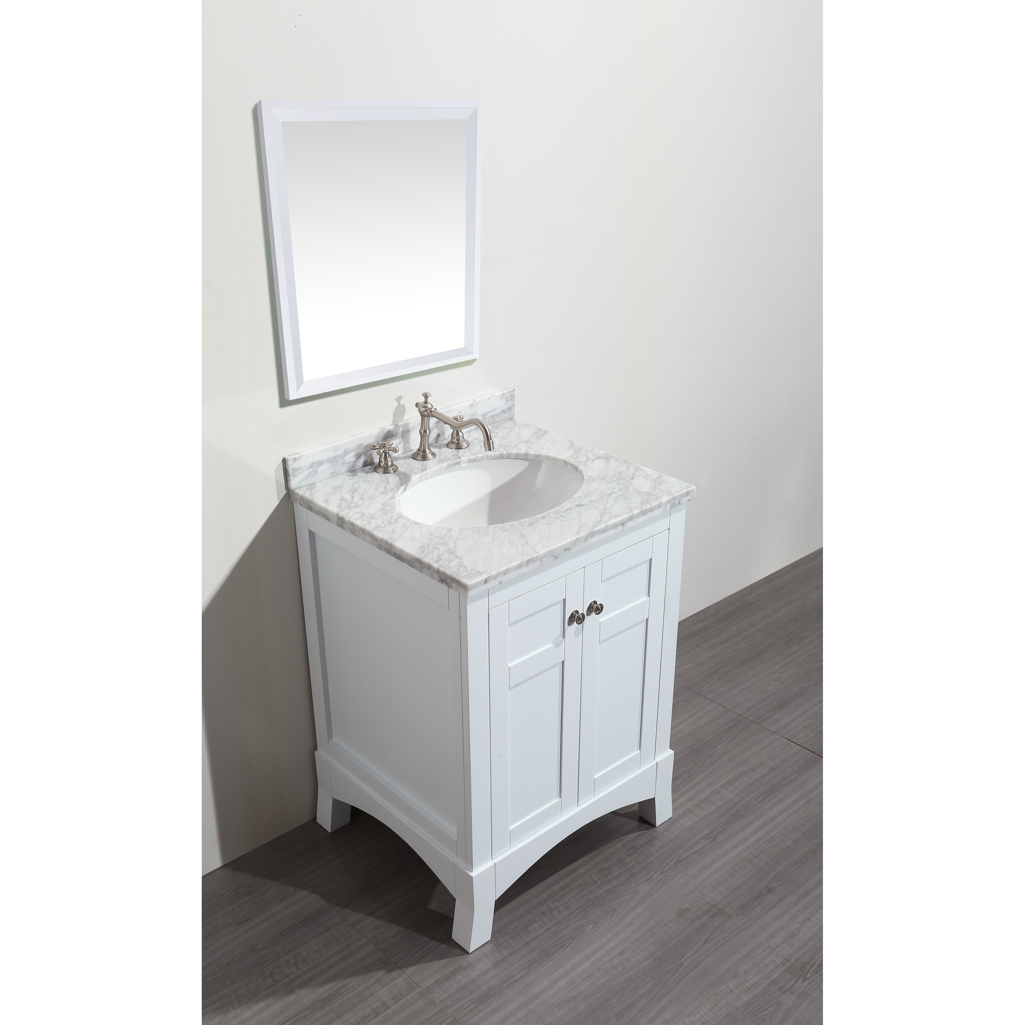Eviva New York 24 Inch White Bathroom Vanity With Marble Eviva New York 24 Inch White Bathroom Vanity With Marble Carrera Countertop Sink Free Shipping Today 10680816