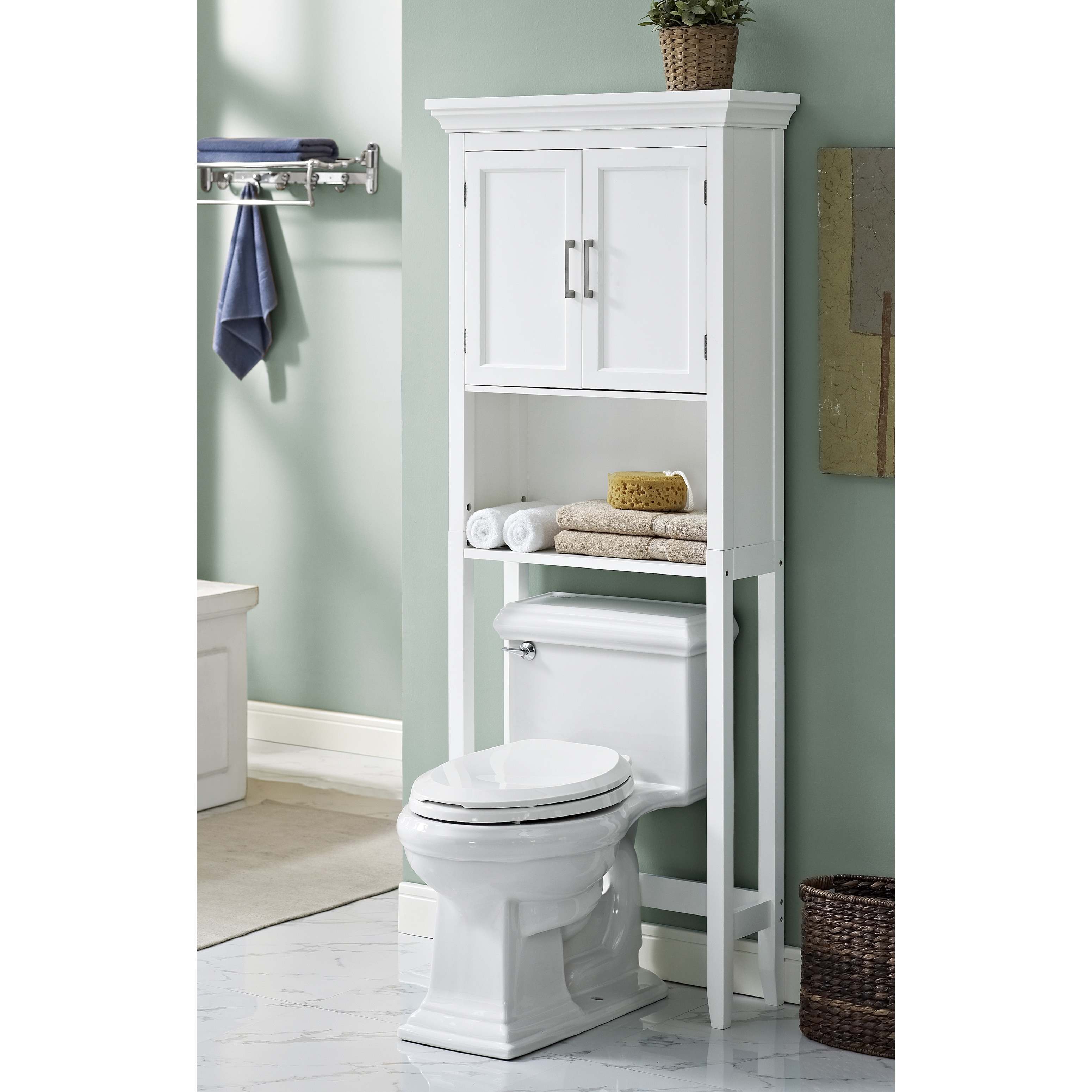 WYNDENHALL Hayes White Bathroom Space Saver Cabinet Free