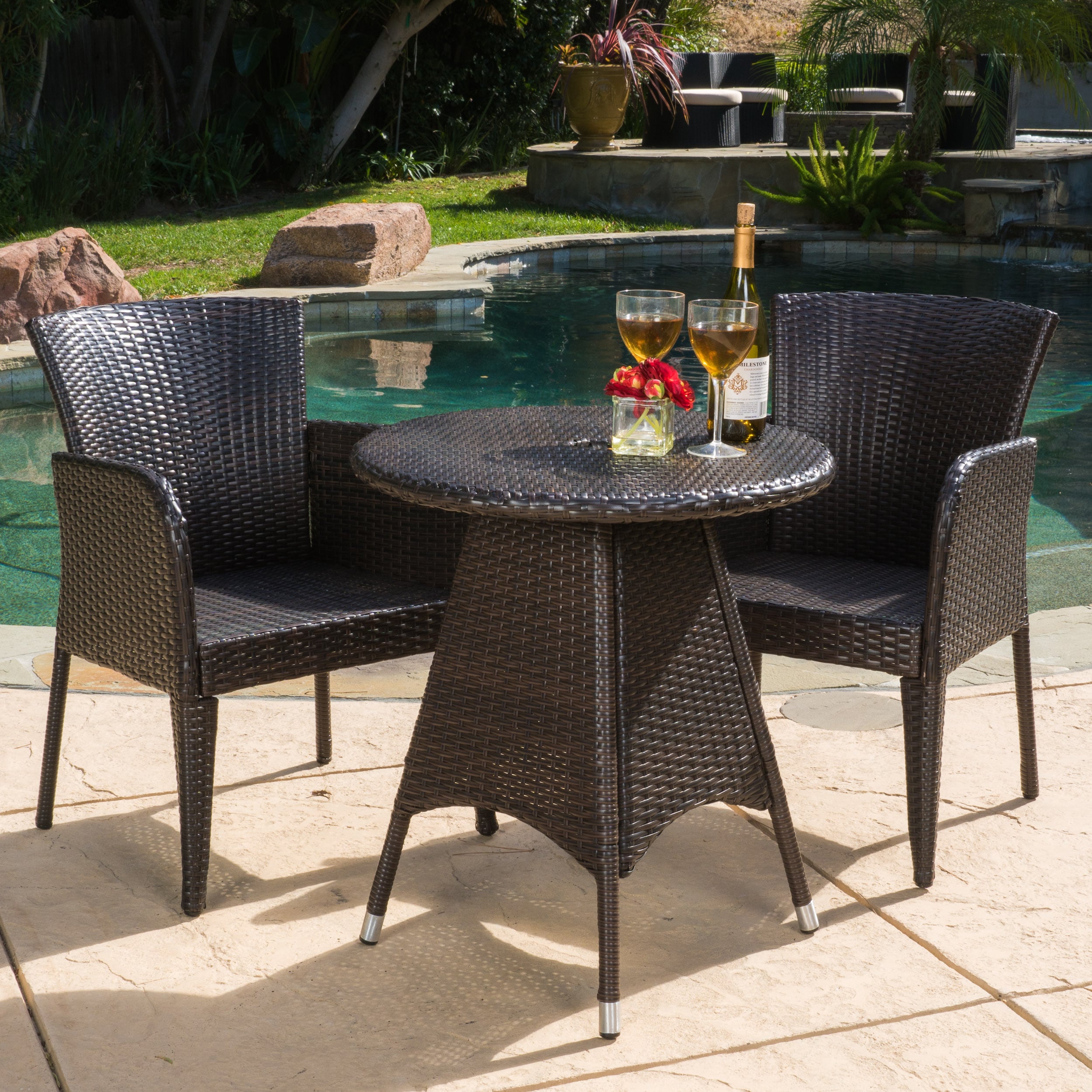 Brayden Outdoor 3-piece Wicker Bistro Set by Christopher Knight Home ... Brayden Outdoor 3-piece Wicker Bistro Set by Christopher Knight Home ...