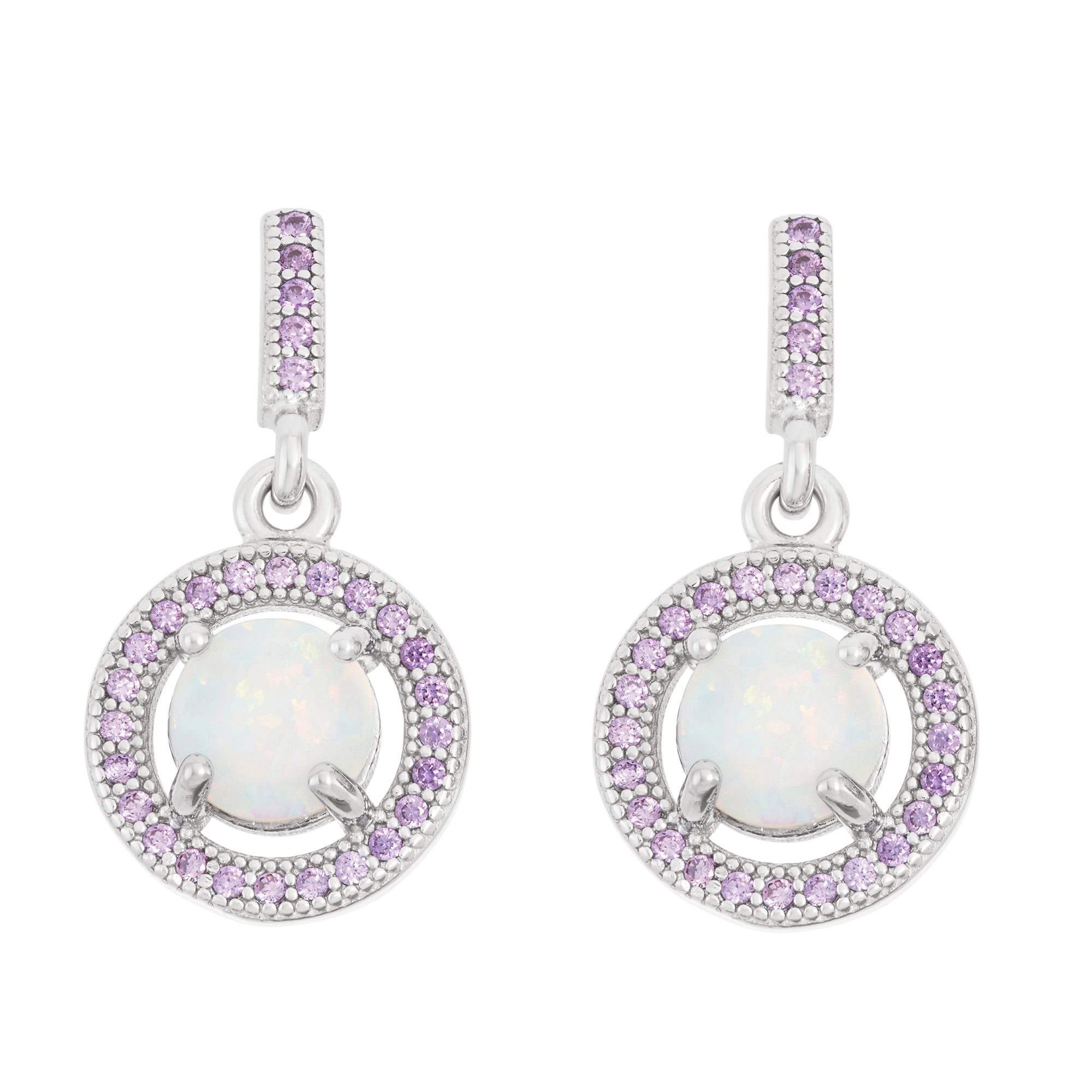 La Preciosa Sterling Silver White Opal And Purple Cubic La Preciosa Sterling Silver White Opal And Purple Cubic Zirconia Earrings On Free Shipping Orders Over 45 10745517