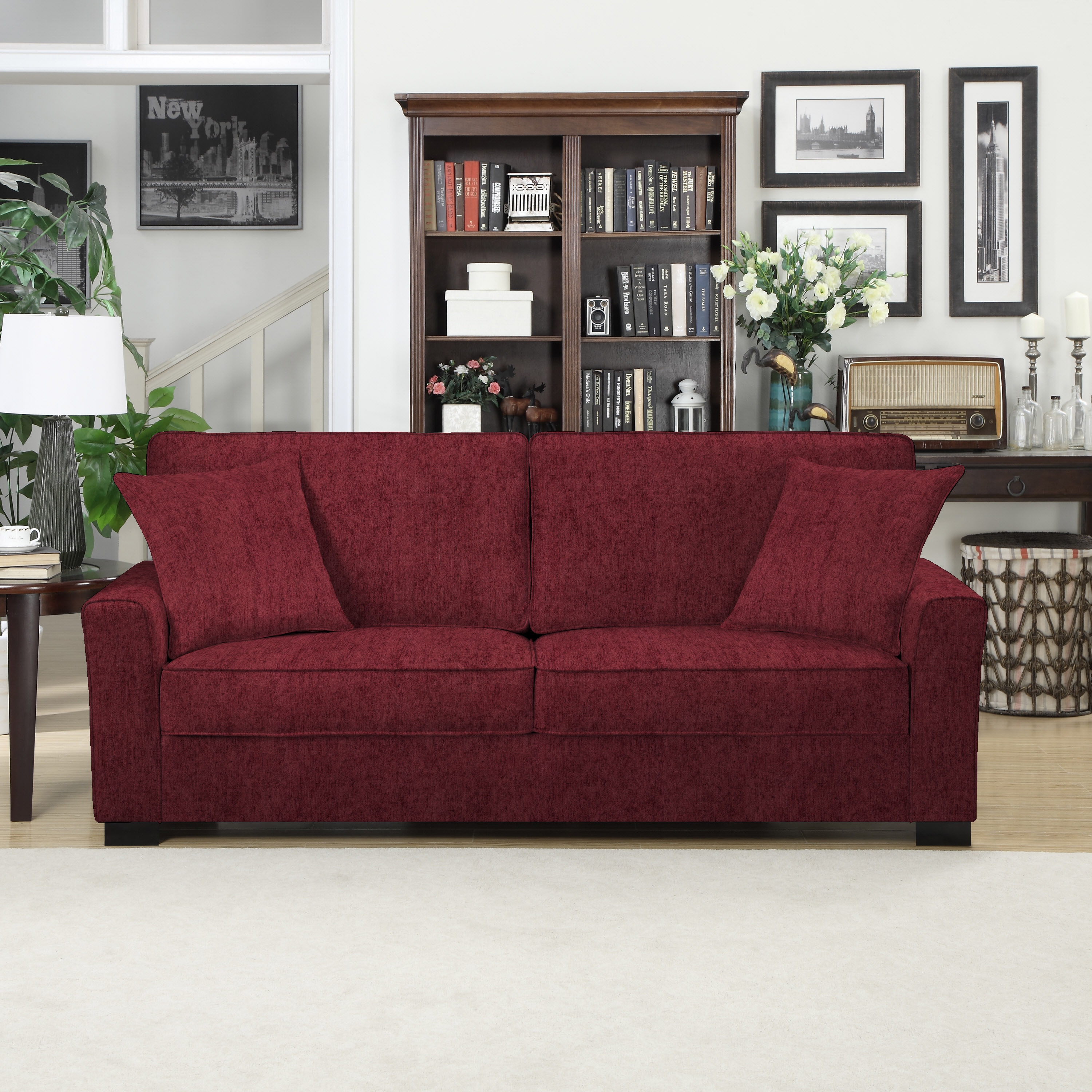 Handy Living Karsten Sofast Berry Red Chenille Sofa Free Handy Living Karsten Sofast Berry Red Chenille Sofa Free Shipping Today 10746991