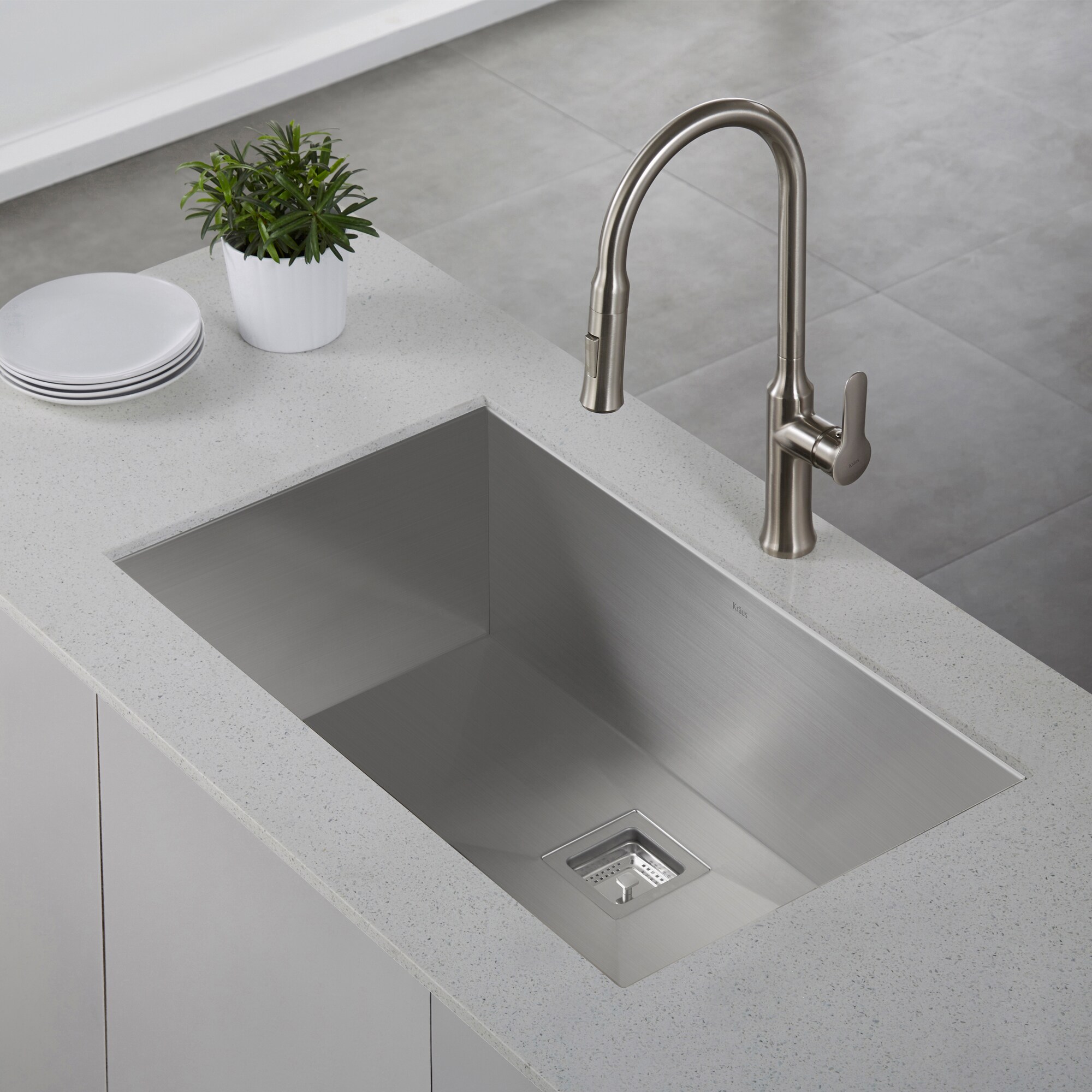 Kraus Khu32 Pax Zero Radius Undermount 31 1 2 Inch 16 Gauge Kraus Khu32 Pax Zero Radius Undermount 31 1 2 Inch 16 Gauge Single Bowl Satin Stainless Steel Kitchen Sink On Free Shipping Today