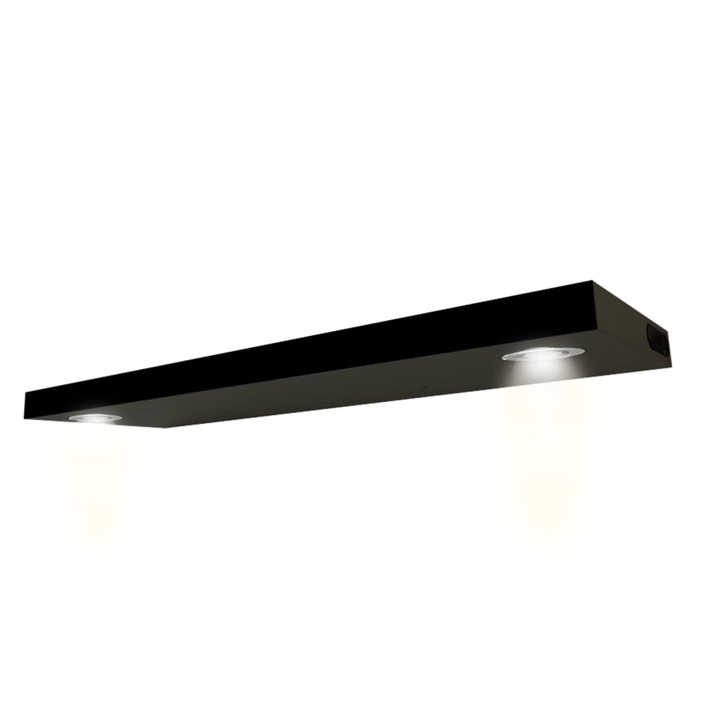 Black Floating Shelves Part - 16: Lewis Hyman Black Wall-mounted Floating Shelf With 2 LED Lights - Free Shipping Today - Overstock.com - 17839370