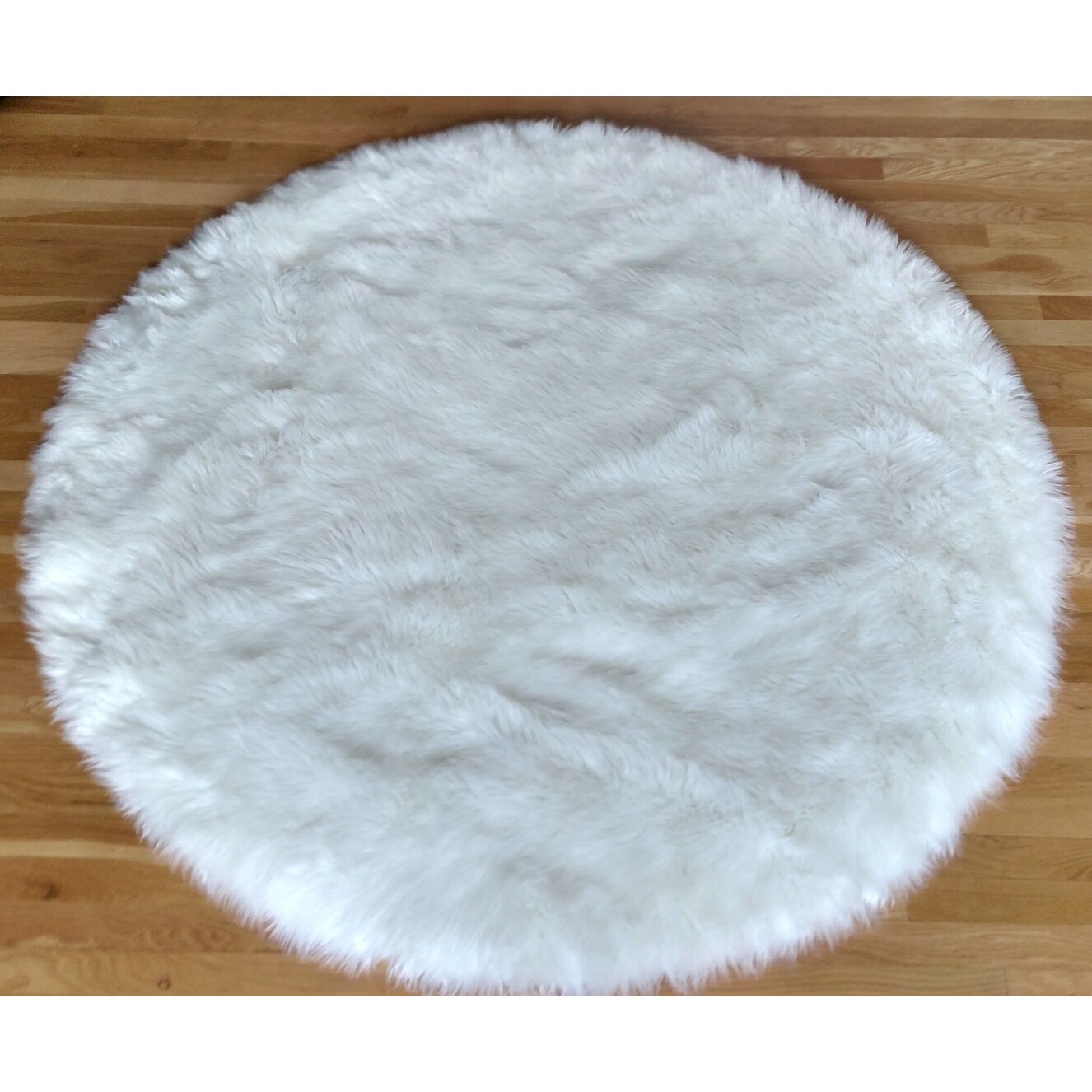 Shop Faux Fur Sheepskin White Round Shag Area Rug 5 X 5 Free