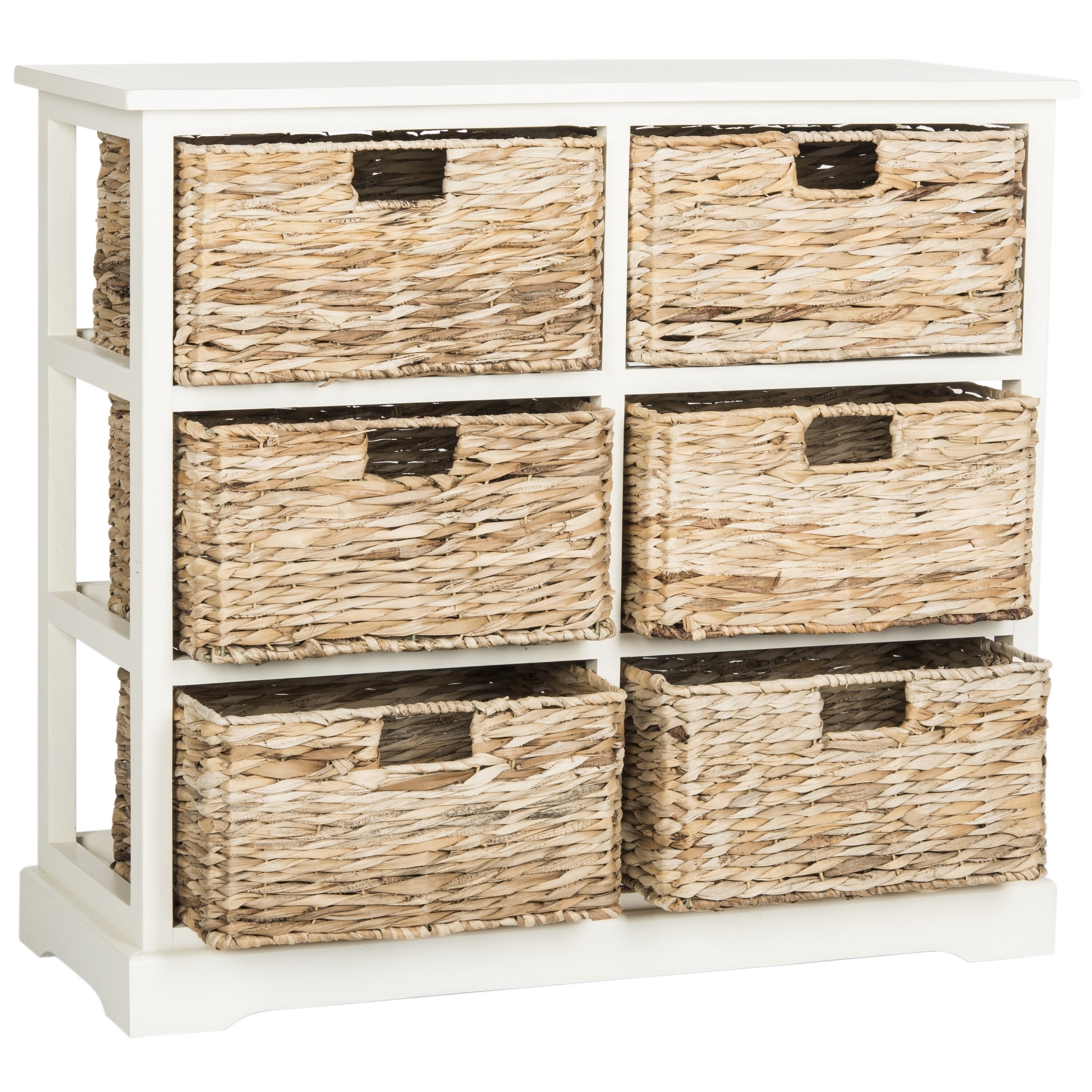 Safavieh Keenan Distressed White 6 Drawer Wicker Basket Storage Safavieh Keenan Distressed White 6 Drawer Wicker Basket Storage Chest 32 1 X 13 4 29 5 Free Shipping Today 10857176