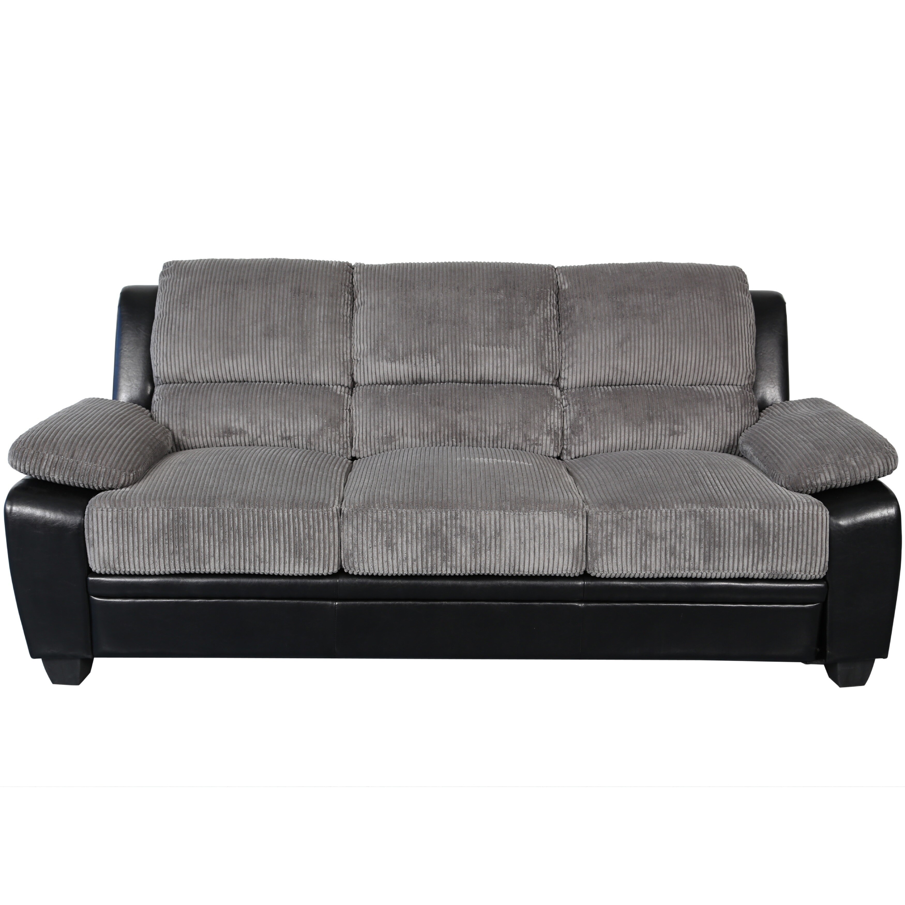Sitswell Harvey Black And Grey Faux Leather Corduroy Sofa Sitswell Harvey Black And Grey Faux Leather Corduroy Sofa Free Shipping Today 10904352