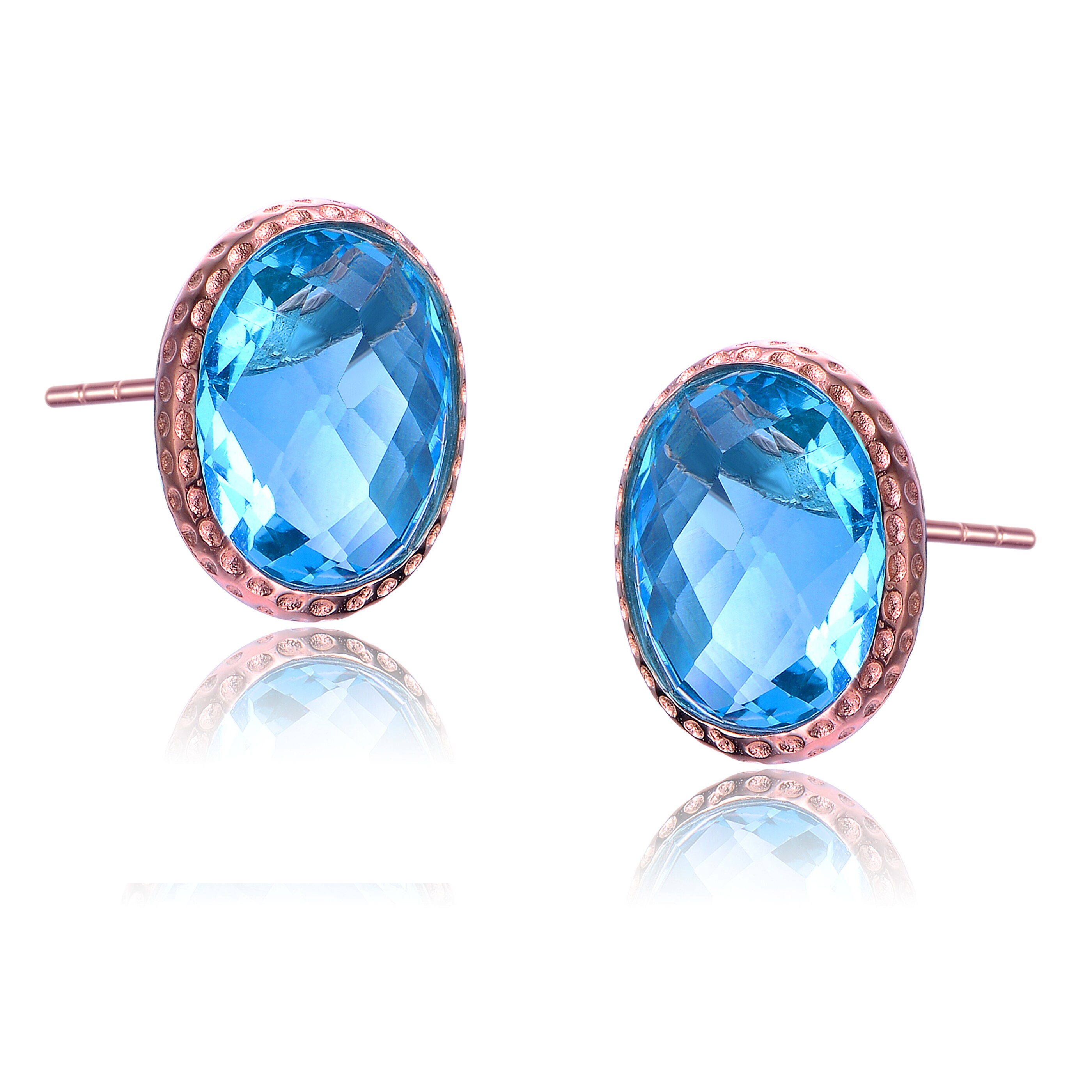 Collette Z Rose Gold Plated Bright Blue Cubic Zirconia Earrings Collette Z Rose Gold Plated Bright Blue Cubic Zirconia Earrings On Free Shipping Orders Over 45 10905211