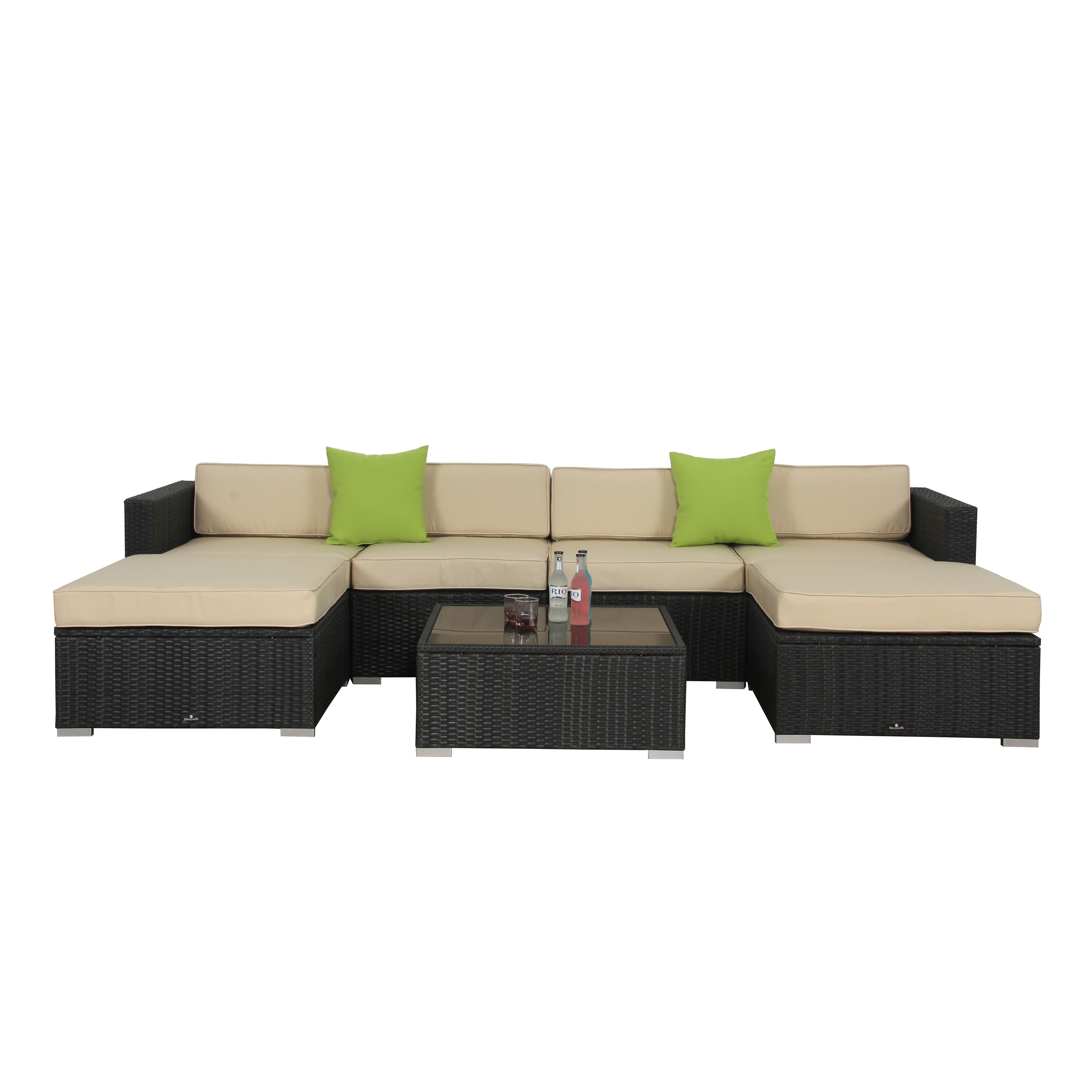 Broyerk 7 Piece Beige Outdoor Rattan Patio Furniture Set Free Broyerk 7 Piece Beige Outdoor Rattan Patio Furniture Set Free Shipping Today 10953255