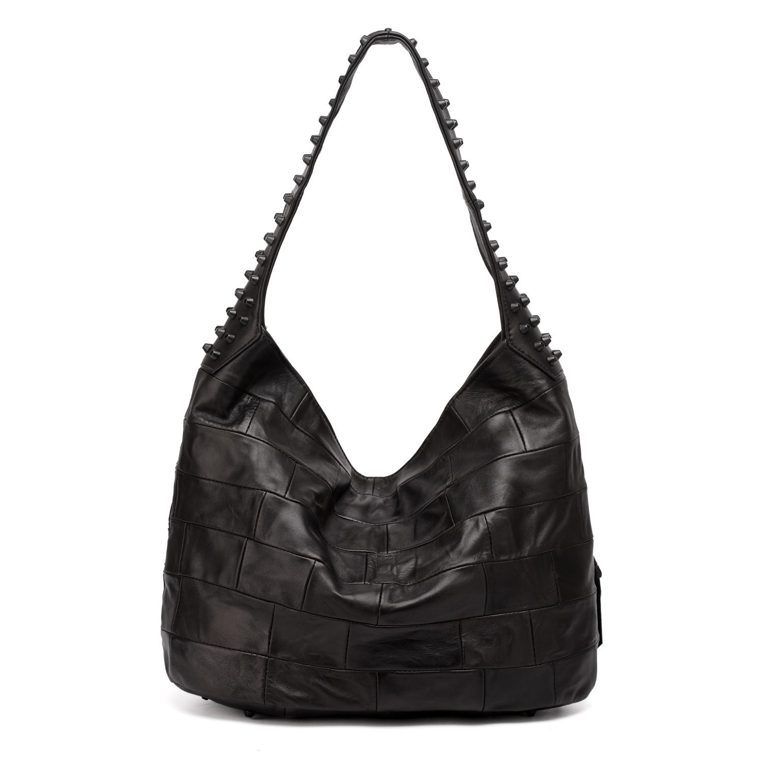 Vicenzo Leather Swagger Black Studded Hobo Handbag On Vicenzo Leather Swagger Black Studded Hobo Handbag On Free Shipping Today 10971442