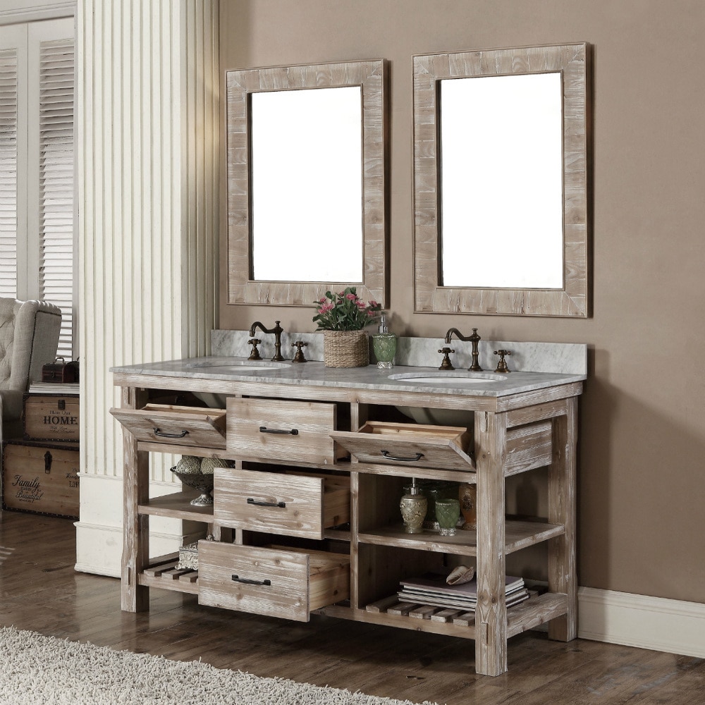 Rustic Style 60 Inch Double Sink Bathroom Vanity And Matching Rustic Style 60 Inch Double Sink Bathroom Vanity And Matching Wall Mirrors Free Shipping Today 10992391