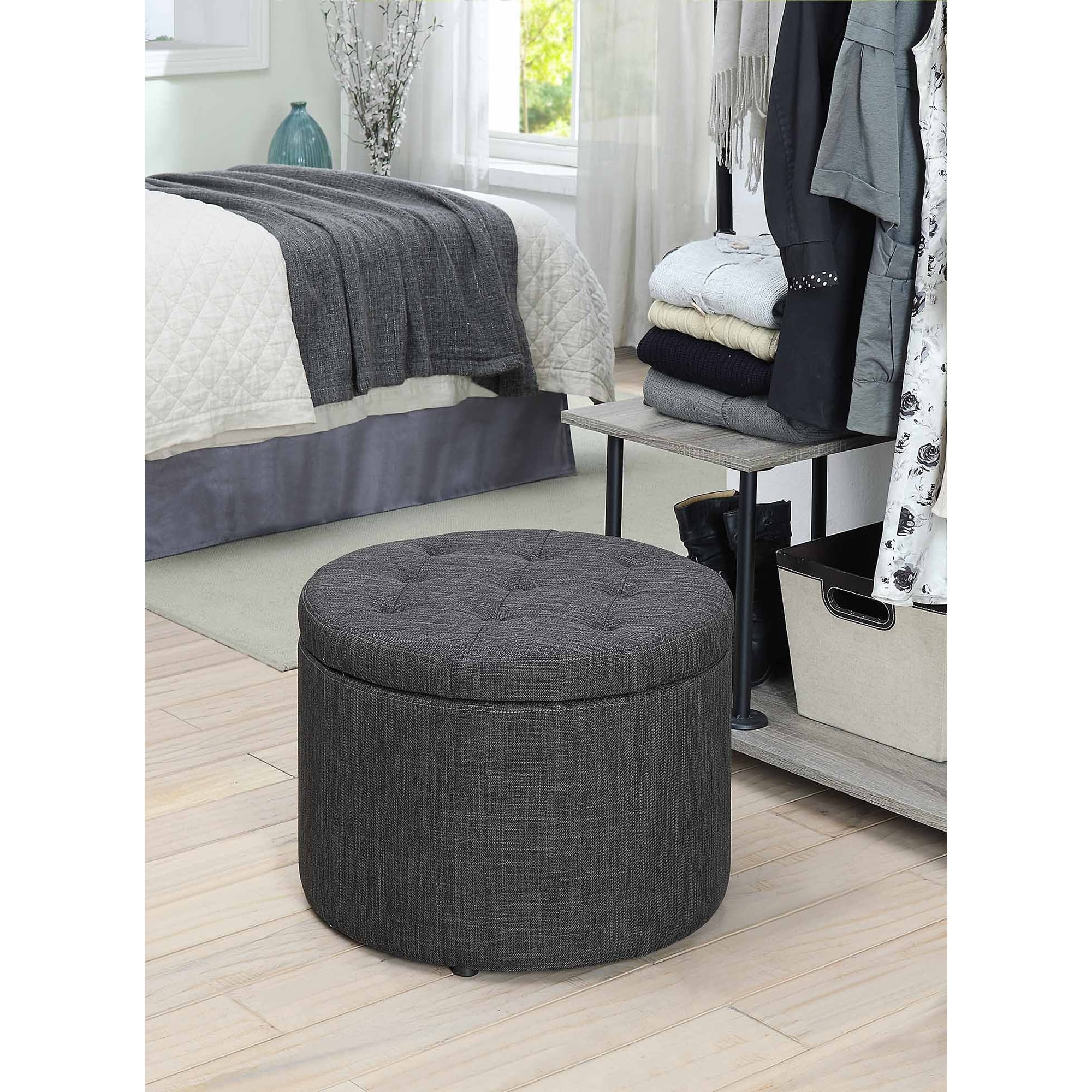 Shoe Ottoman Part - 34: Porch U0026 Den Bywater Congress Round Shoe Storage Ottoman - Free Shipping Today - Overstock.com - 18036358