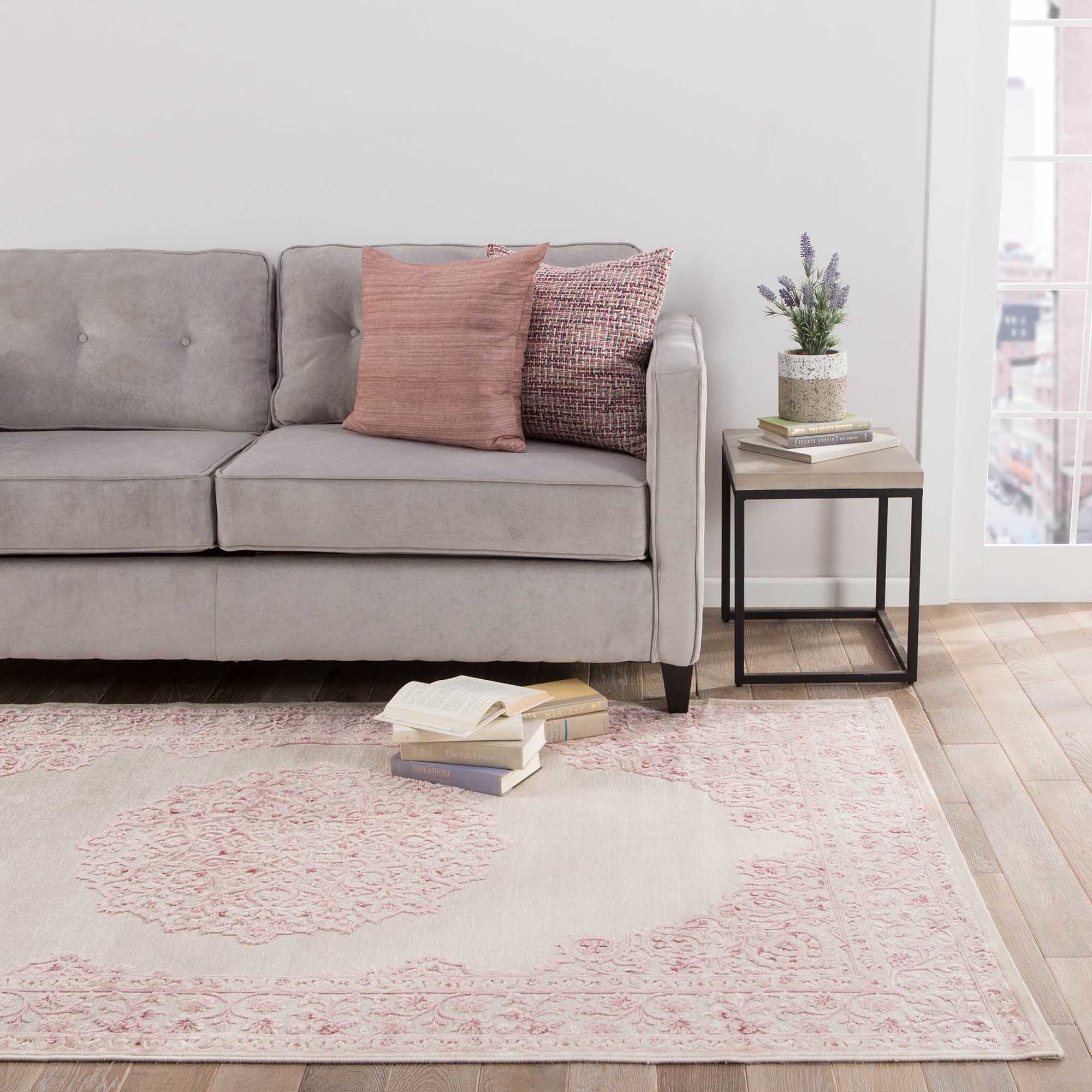 Copper Grove Pascal Medallion Pink White Area Rug 5 X7 6 Copper Grove Pascal Medallion Pink White Area Rug 5 X7 6