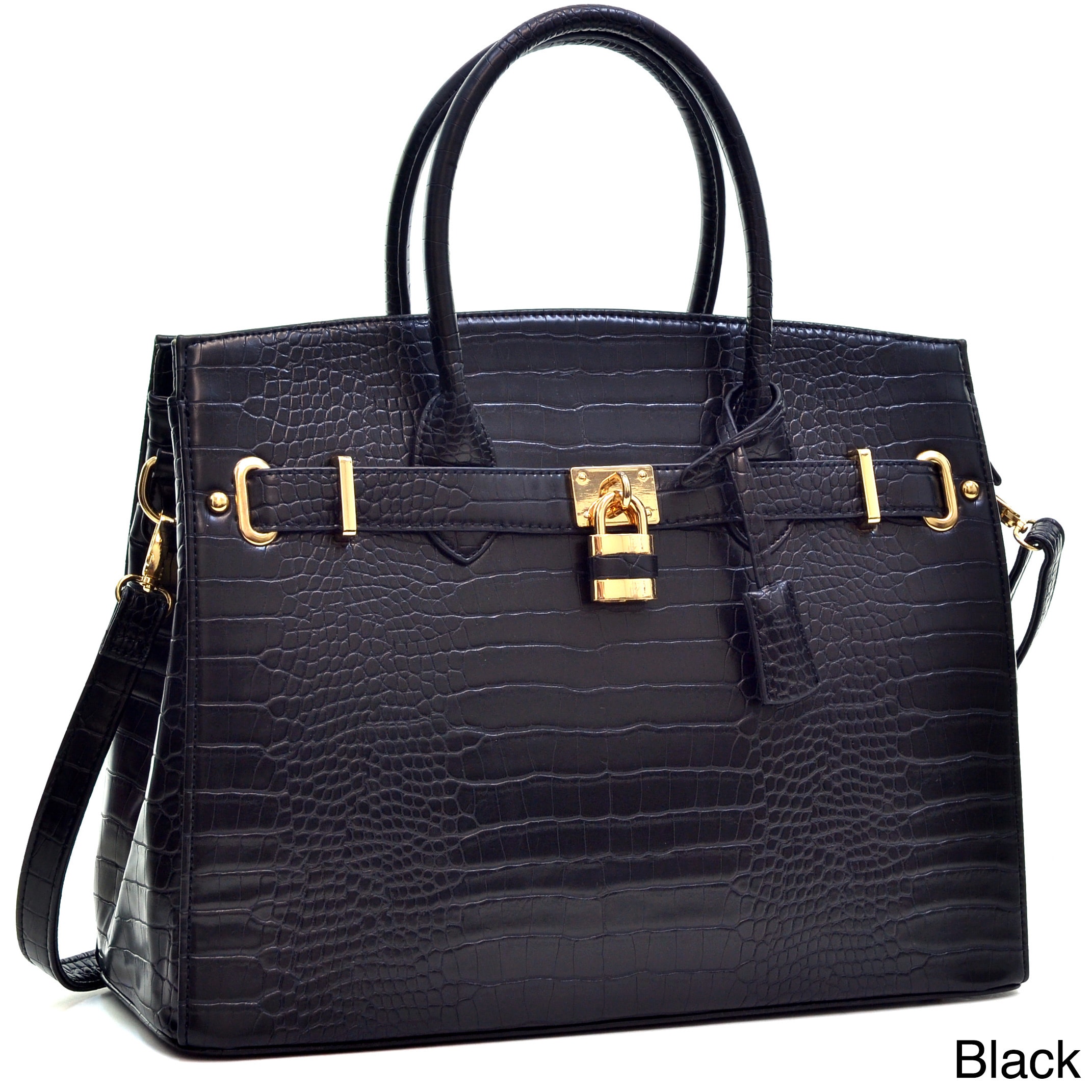 Dasein Crocodile Embossed Satchel Handbag With Padlock Free Dasein Crocodile Embossed Satchel Handbag With Padlock Free Shipping Today 11042743