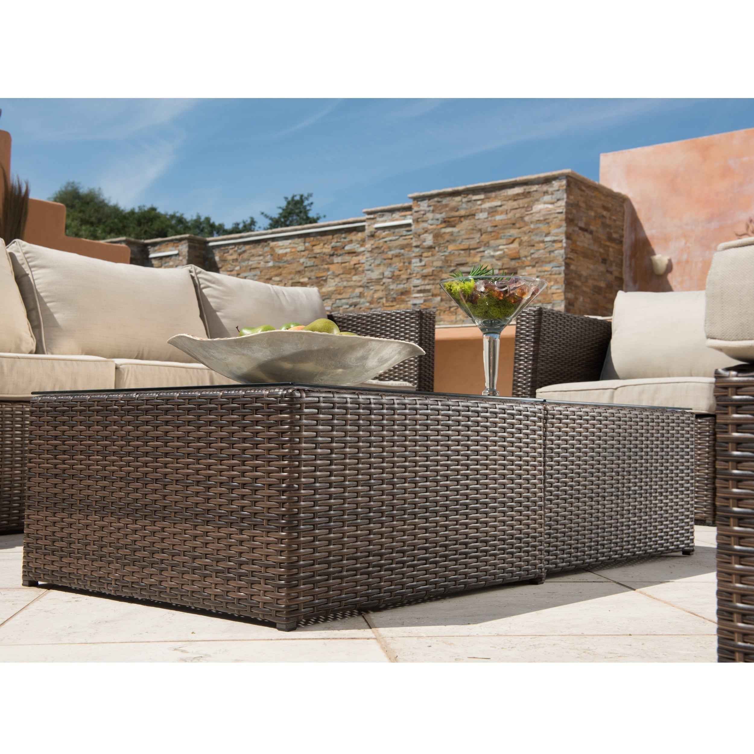 Corvus Trey 12 Piece Dark Brown Wicker Patio Furniture Set With Corvus Trey 12 Piece Dark Brown Wicker Patio Furniture Set With Gl Top On Free Shipping Today 11047230
