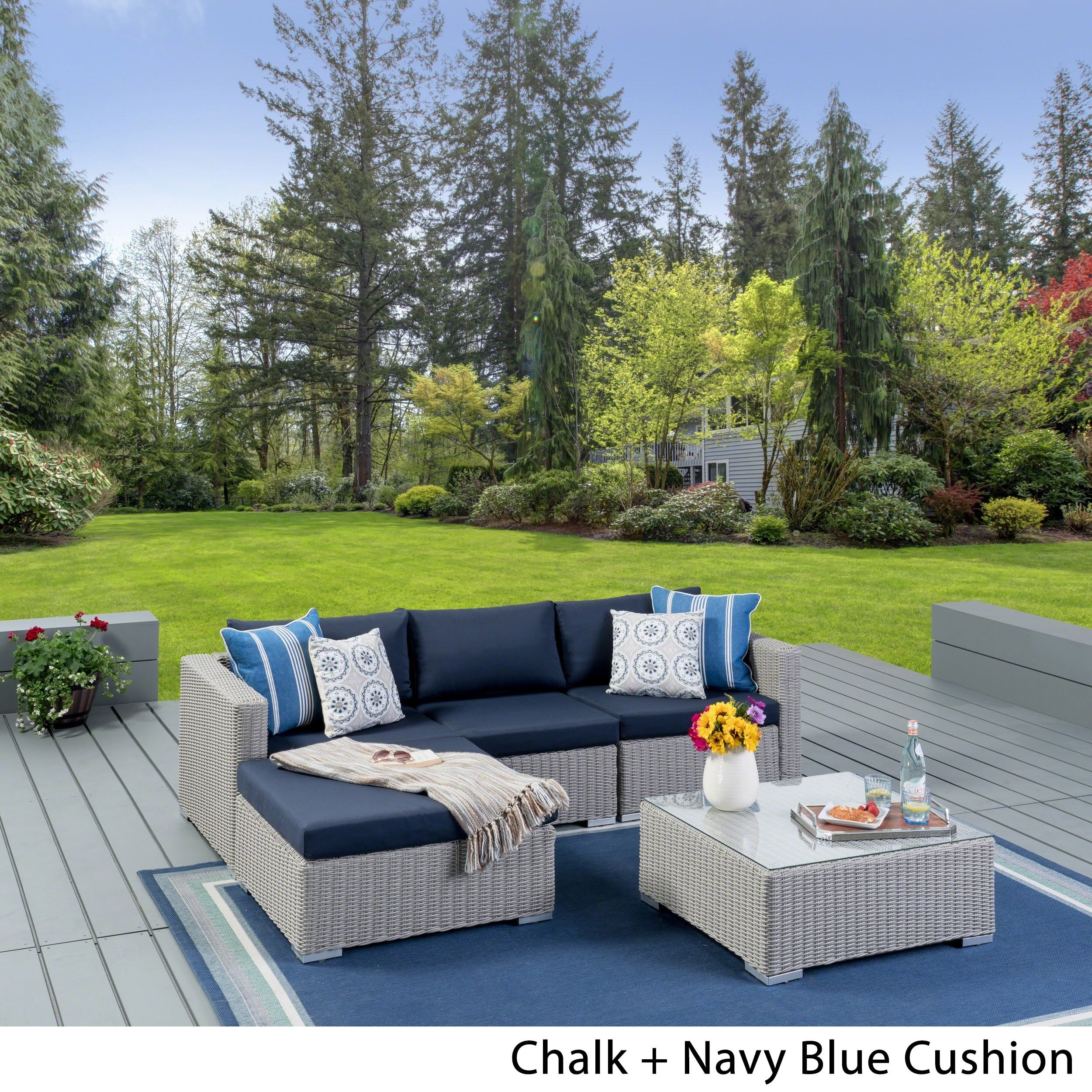 Santa Rosa Outdoor 5 Piece Wicker Seating Sectional Set With Santa Rosa Outdoor 5 Piece Wicker Seating Sectional Set With Cushions By Christopher Knight Home