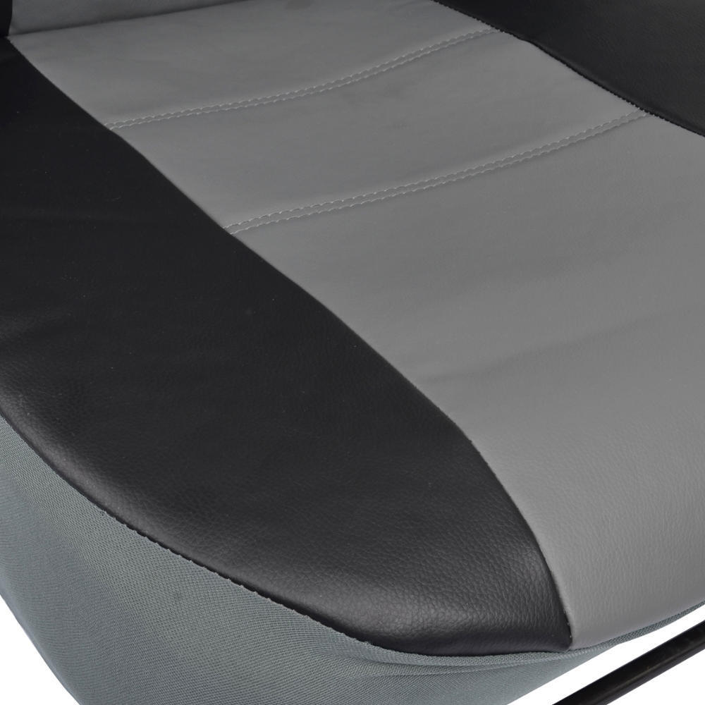 Motor Trend Black Grey Two Tone PU Leather Car Seat Covers Classic Accent Premium Leatherette Front Pair